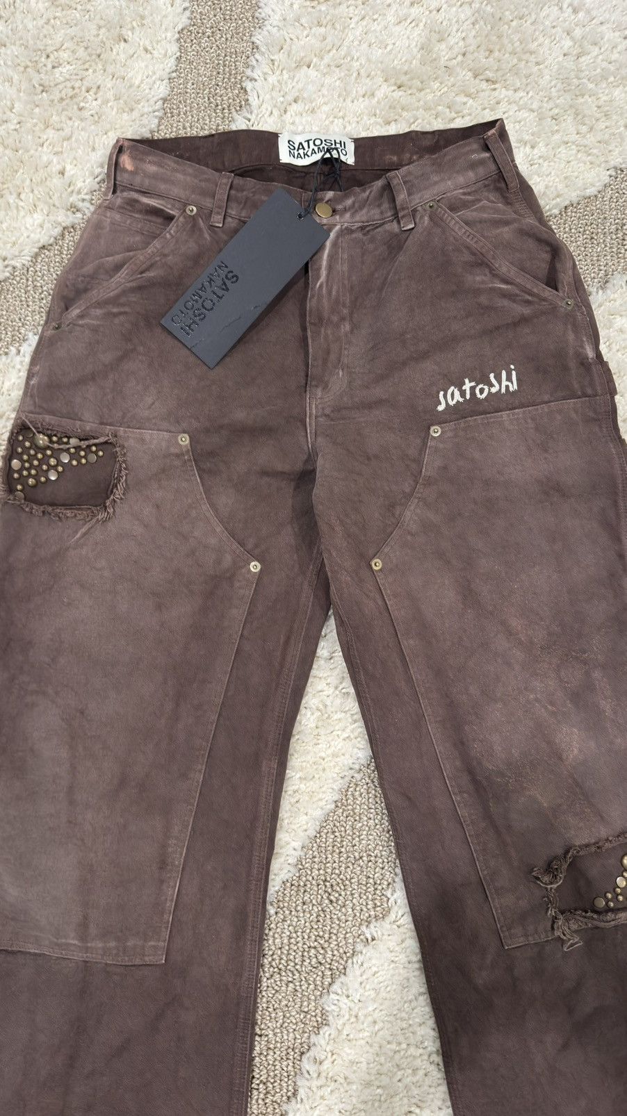 Satoshi Nakamoto Satoshi Nakamoto Studded Brown Carpenter Pants Size US 32 / EU 48 - 15 Thumbnail