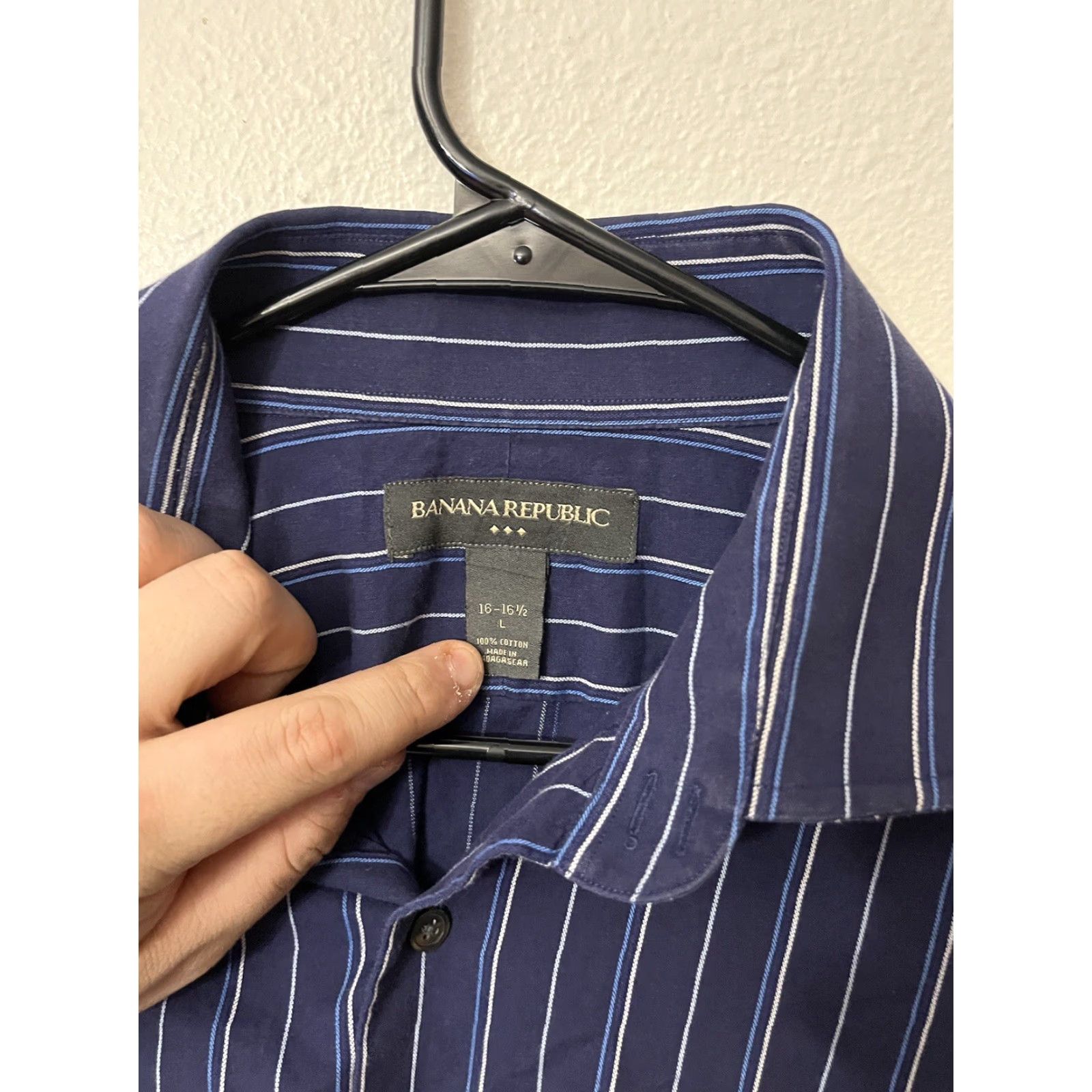 Banana Republic Banana Republic Shirt Mens Blue Striped Long Sleeve Reg Fit Button Large Size US L / EU 52-54 / 3 - 2 Thumbnail