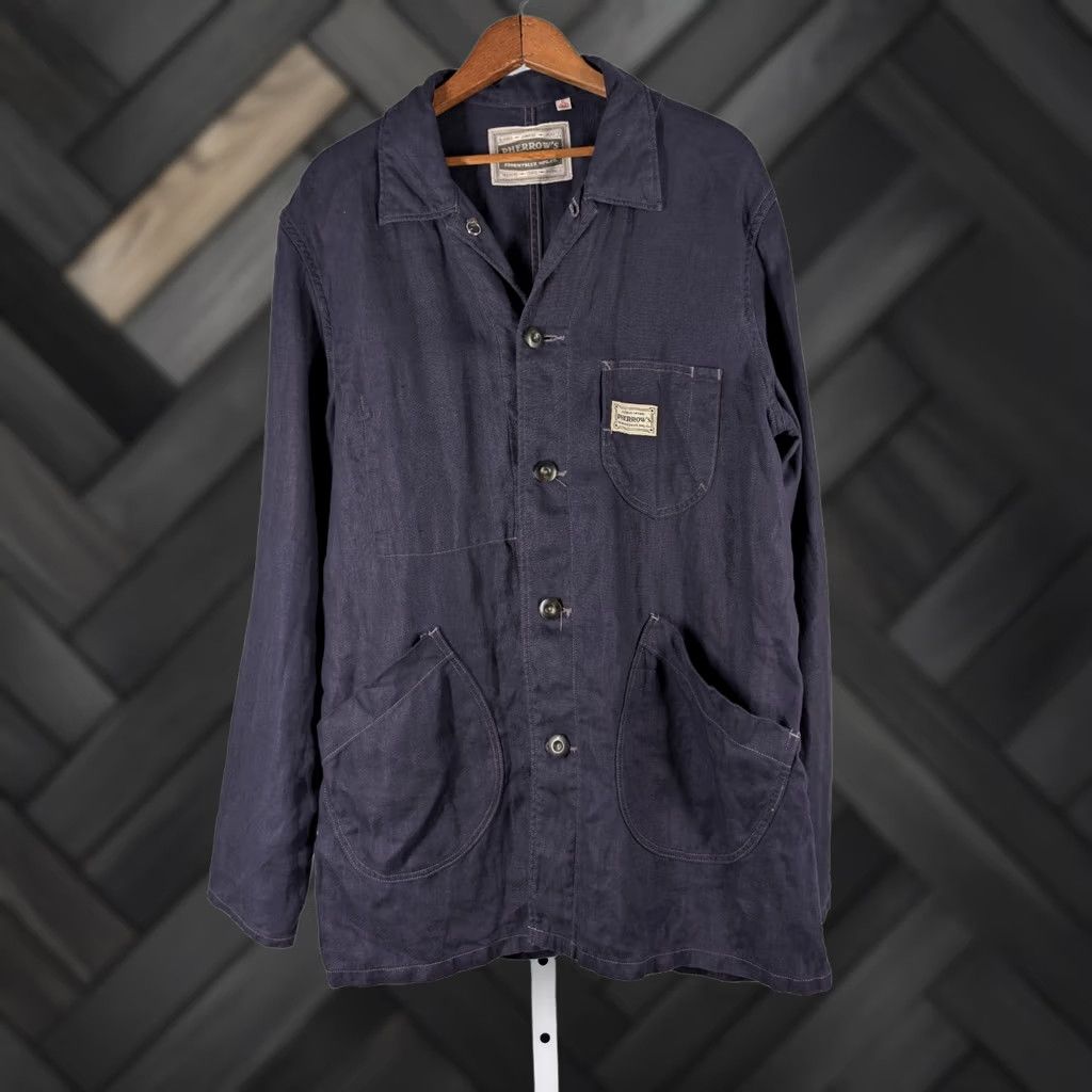 Vintage Pherrow's Stormy Blue Indigo Linen Twill Chore Coat XL NWT Japan Work Denim Jacket Mens XL Size US XL / EU 56 / 4 - 1 Thumbnail