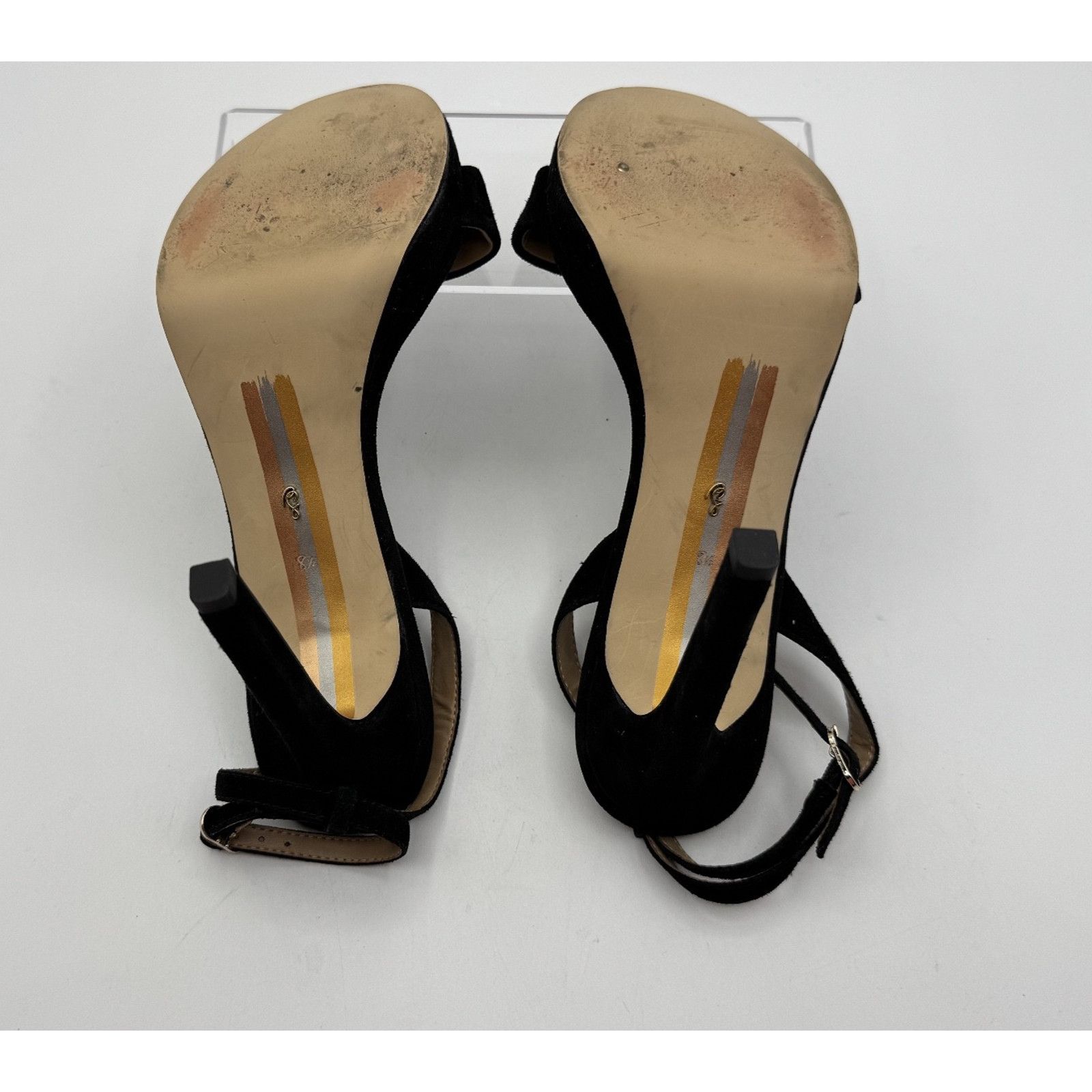 Sam Edelman Sam Edelman Bianka Sling Black Suede Heels w/ Ankle Straps Size US 8.5 / IT 38.5 - 4 Thumbnail