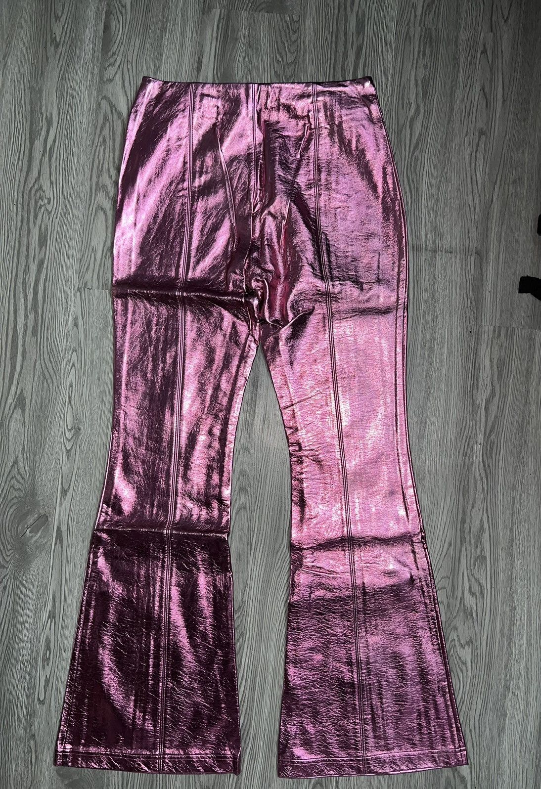 Dolls Kill Club Exx metallic faux leather flare pant 🎀💗 Size 26" / US 2 / IT 38 - 4 Thumbnail