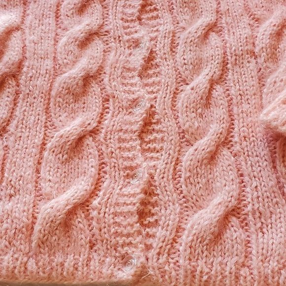 Vintage Vintage Handmade Cable Knit Light Pink Button-down Sz. L Swe Size L / US 10 / IT 46 - 4 Thumbnail