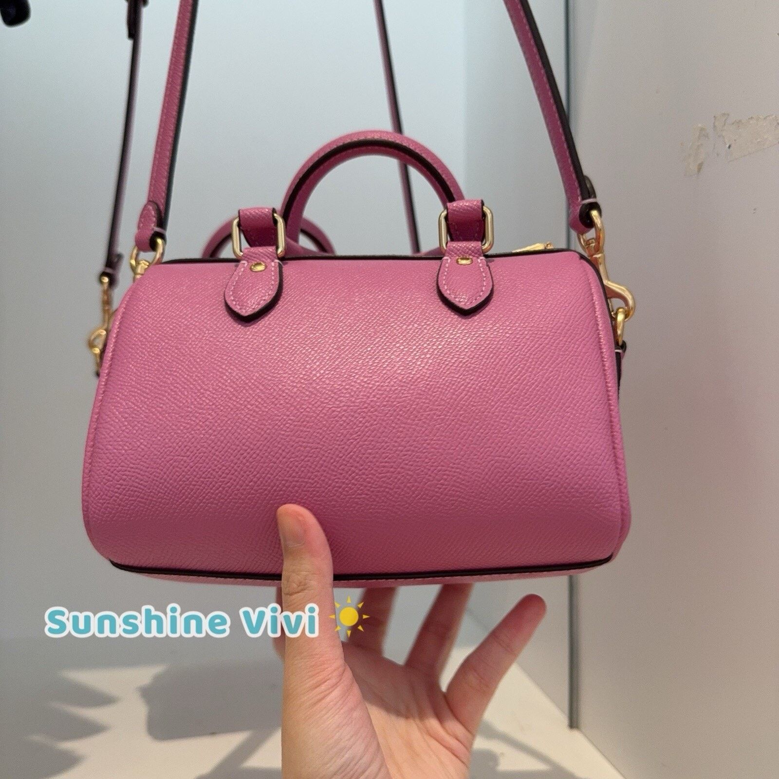 Coach NWT Coach Mini Rowan Crossbody Bag Leather CV404 IM/fuchsia Size ONE SIZE - 8 Thumbnail