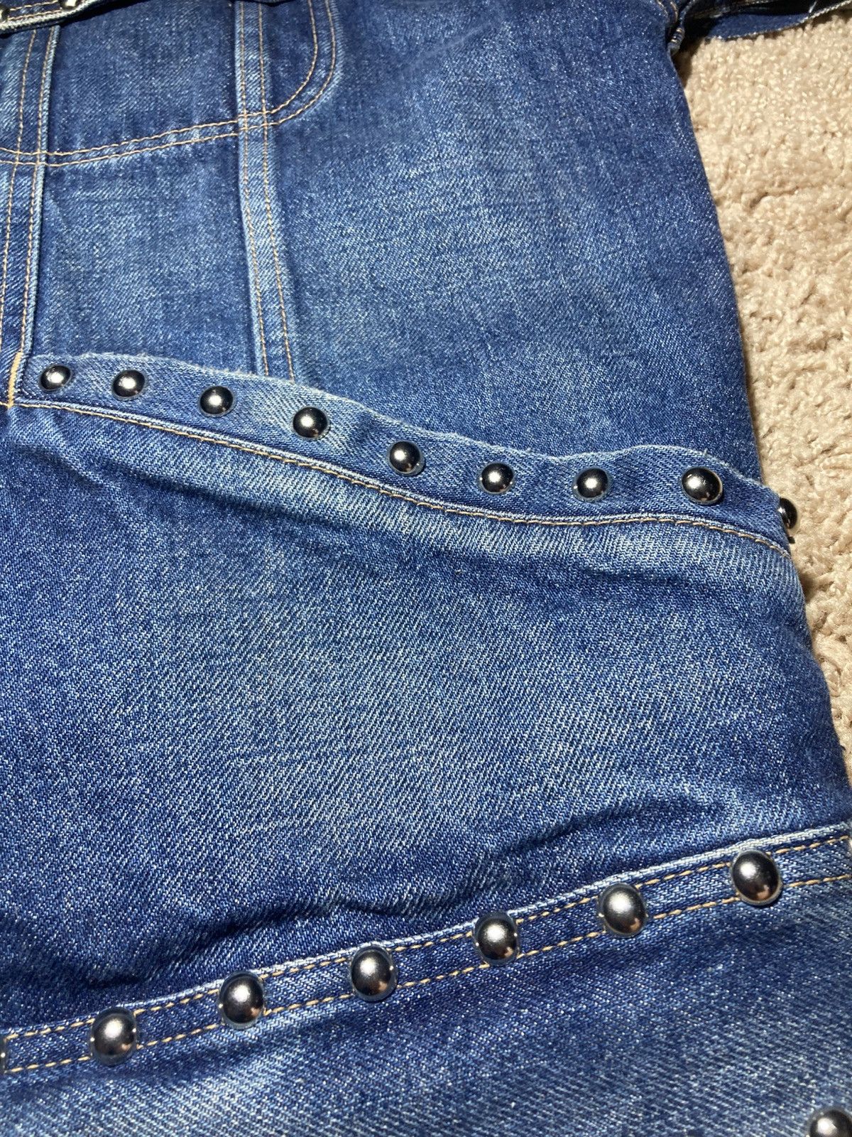 Celine × Hedi Slimane New SS23 Celine Cut Off Denim Jacket Studded Tassel Fringe Size US L / EU 52-54 / 3 - 4 Thumbnail