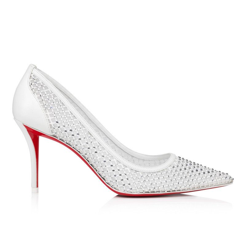 Christian Louboutin os11x0526 Apostropha Mesh Strass 80mm Pumps in Bianco Size US 7 / IT 37 - 1 Thumbnail