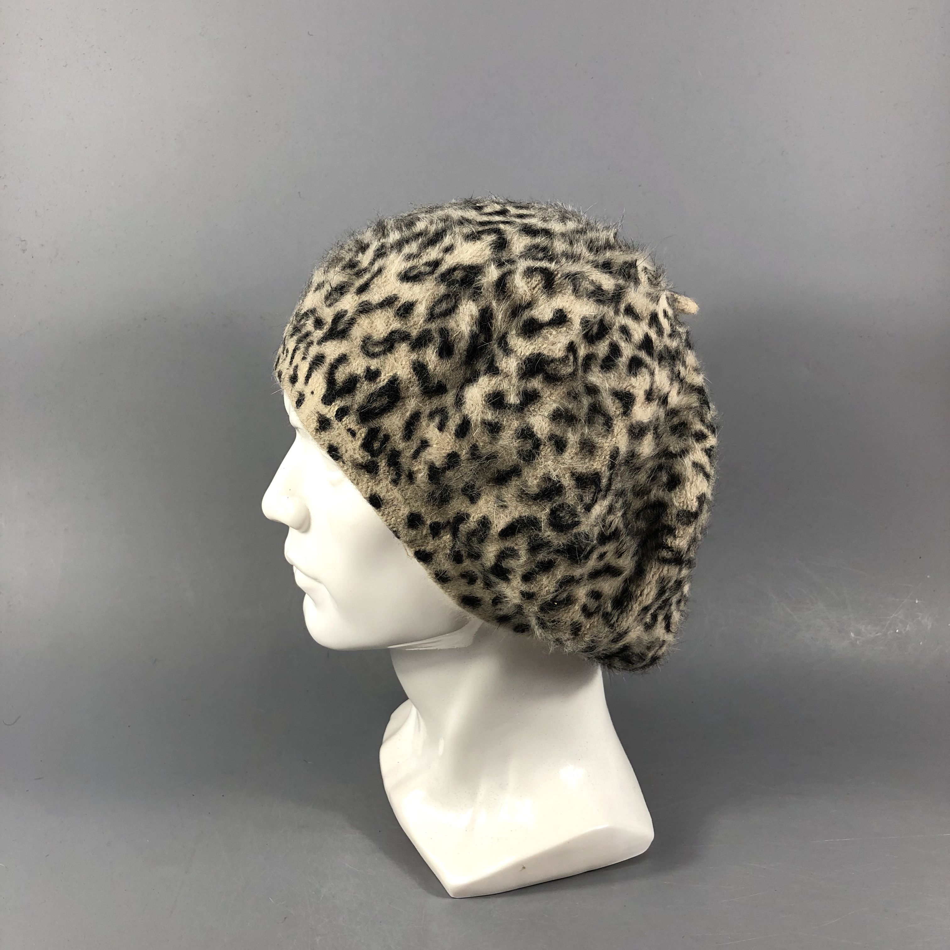 Vintage Cheetah Spots Angora Barret Beanie Snowcap Snow Hat B891 Size ONE SIZE - 2 Thumbnail