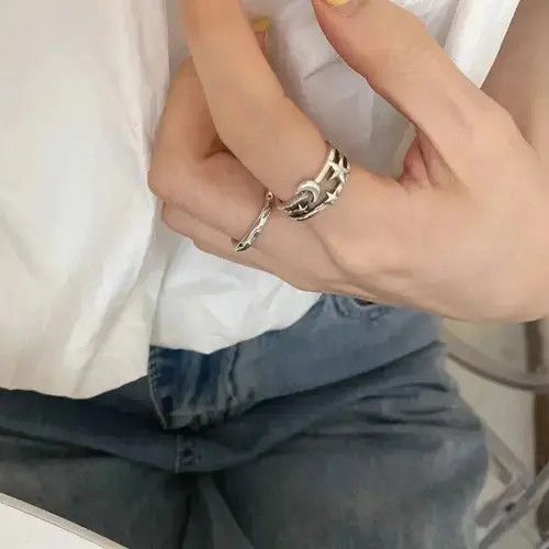 Japanese Brand × Jewelry Star Moon Double Layer Ring Size ONE SIZE - 4 Thumbnail