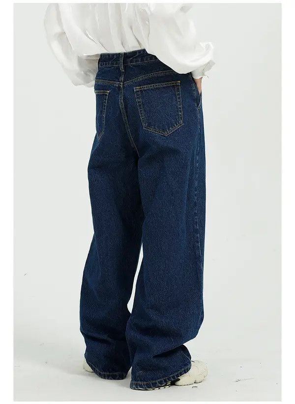 Japanese Brand Kanako x Kumi Dark blue loose wide leg straight jeans Size US 32 / EU 48 - 4 Thumbnail