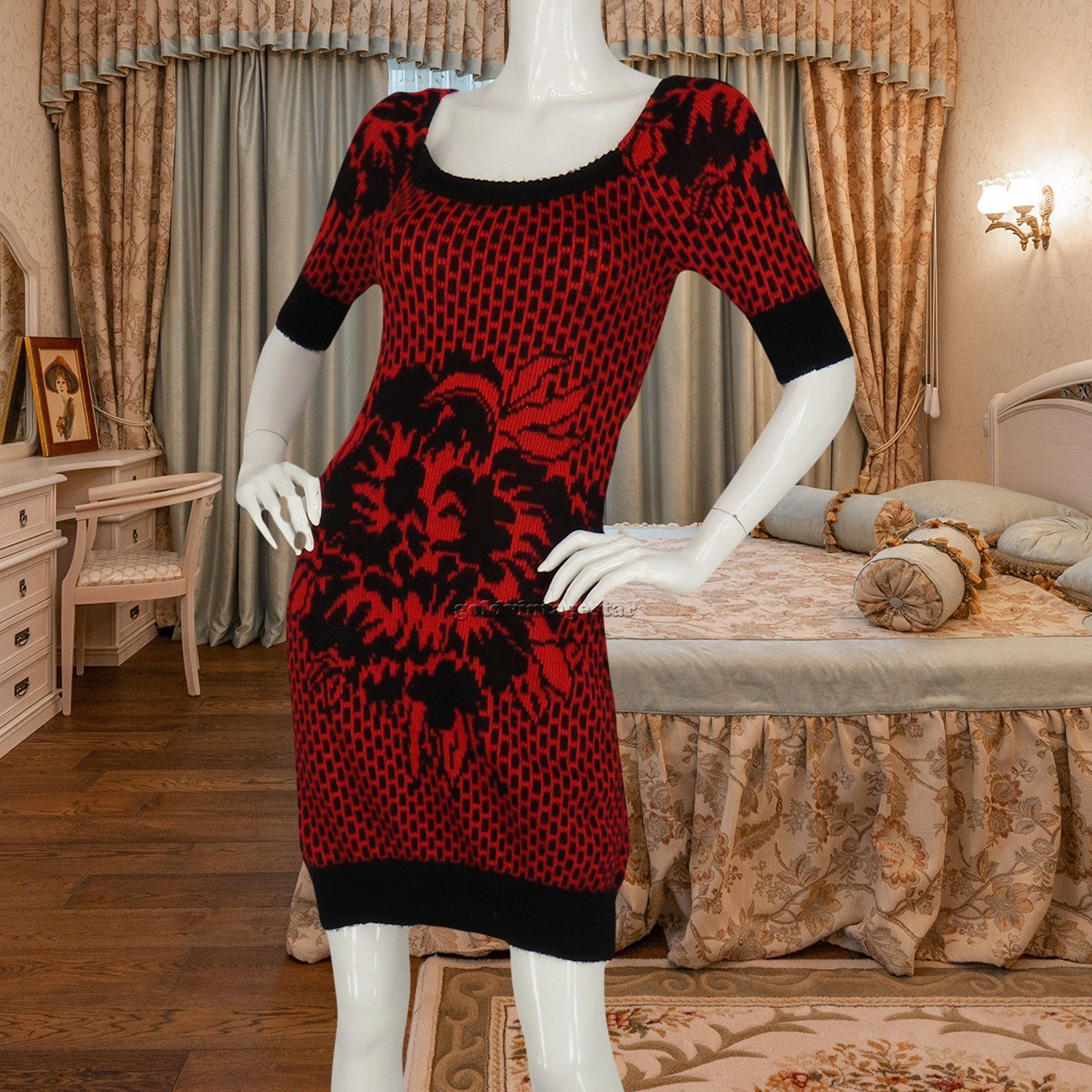 Other Bold Floral Knit Sweater Dress Y2K Bodycon S Size S / US 4 / IT 40 - 6 Thumbnail
