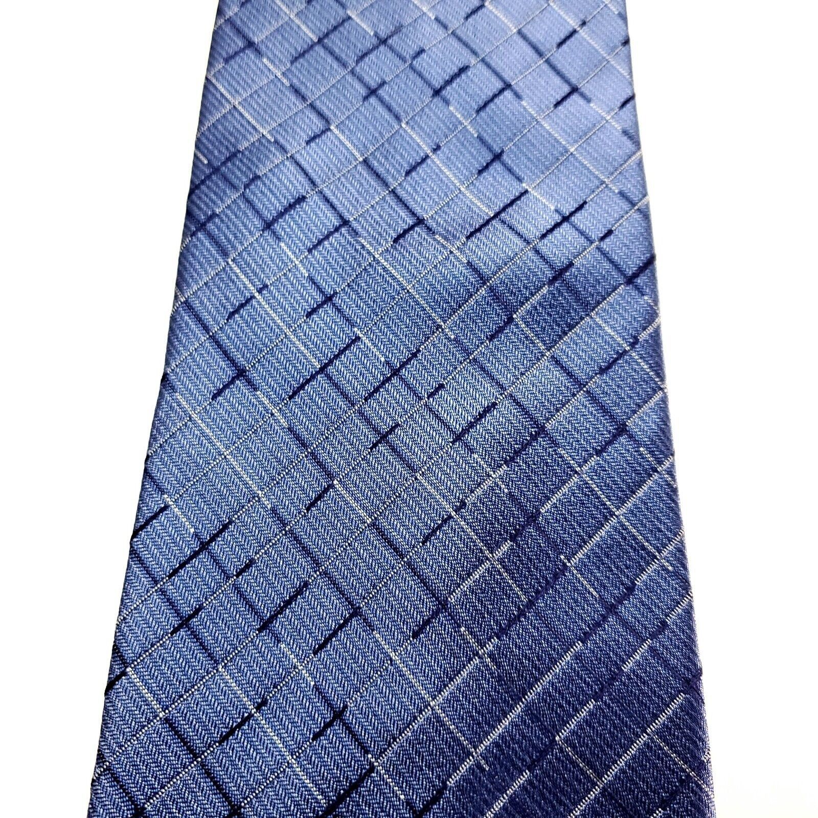 Calvin Klein Calvin Klein Silk Tie Blue Woven Plaid Size ONE SIZE - 2 Thumbnail