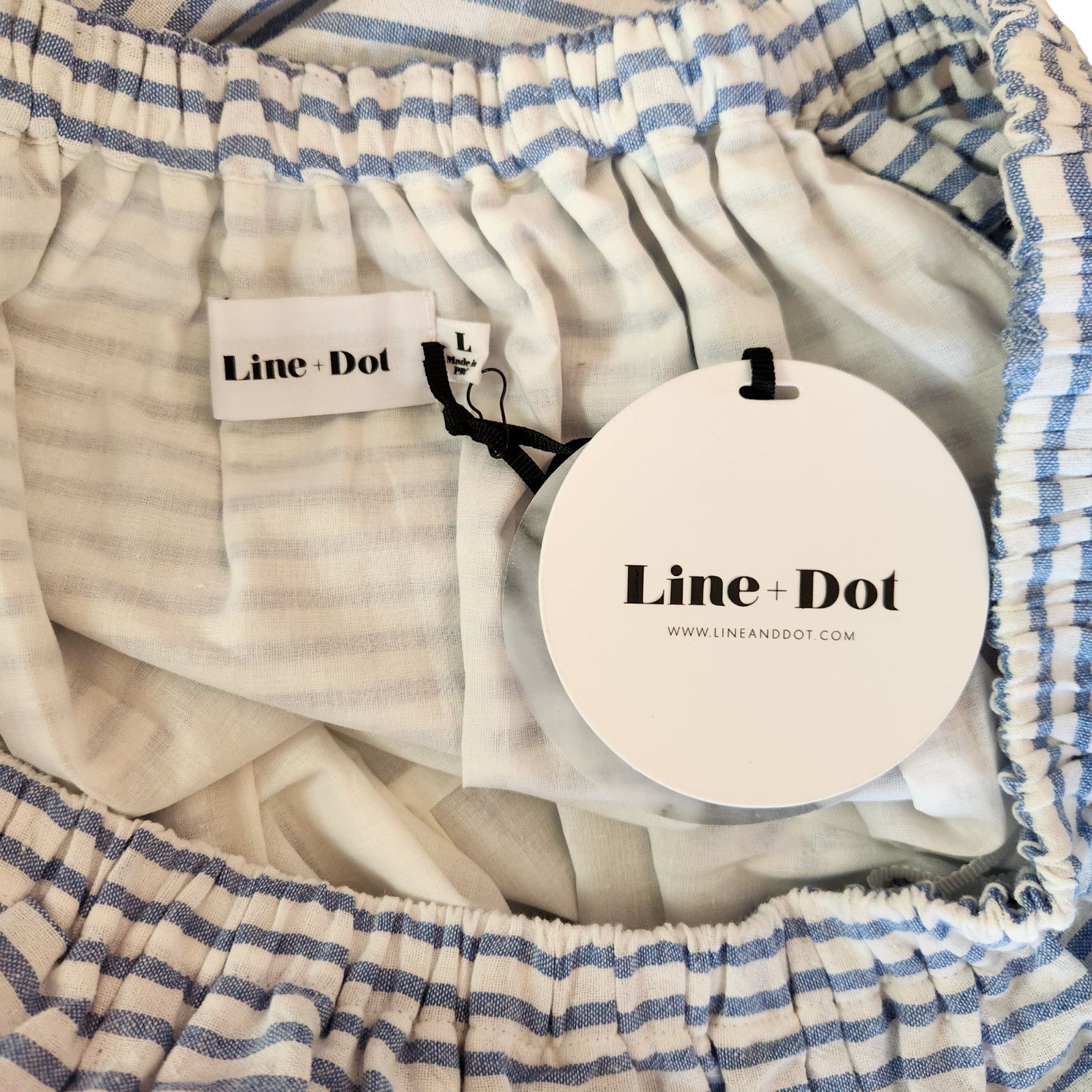 REVOLVE Revolve Line & Dot Dress Womens Large Lea Blue White Stripe Size L / US 10 / IT 46 - 13 Thumbnail