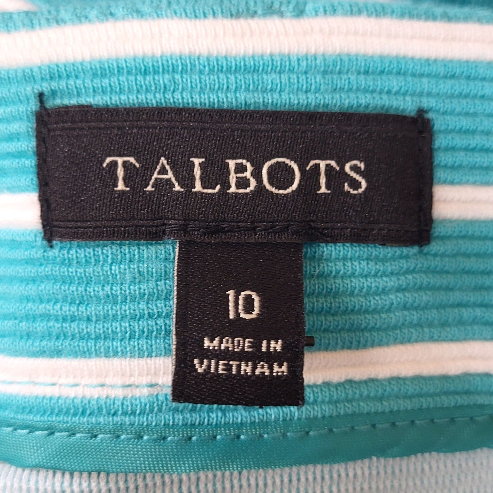 Talbots Talbots Skirt Womens Size 10 Striped Textured A-Line Knee Length Zip Navy Turquoise Blue Size 32" / US 10 / IT 46 - 4 Thumbnail