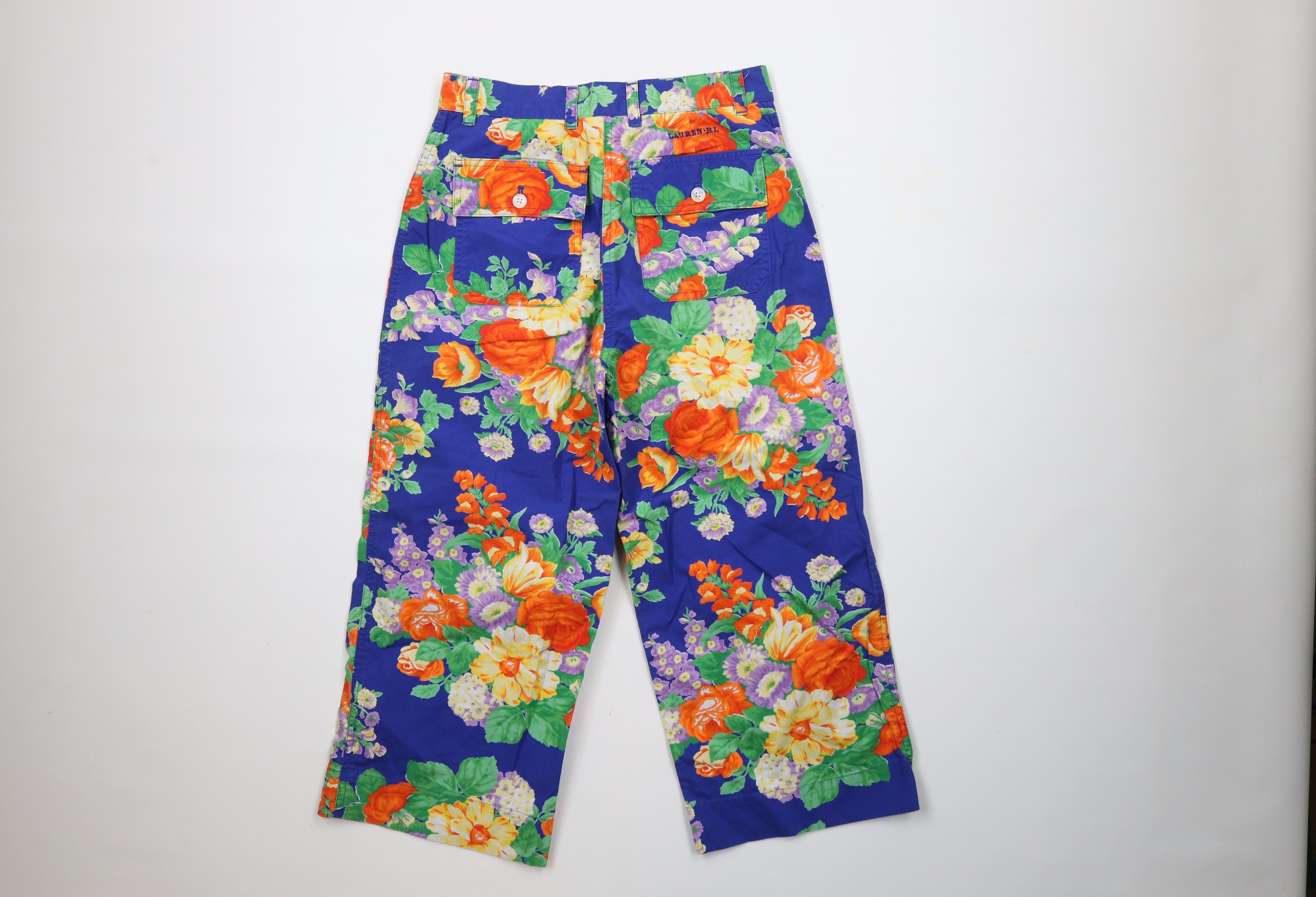 Ralph Lauren × Vintage Vintage 90s Ralph Lauren Flared Flower Capris Pants Cotton Size 30" / US 8 / IT 44 - 8 Thumbnail