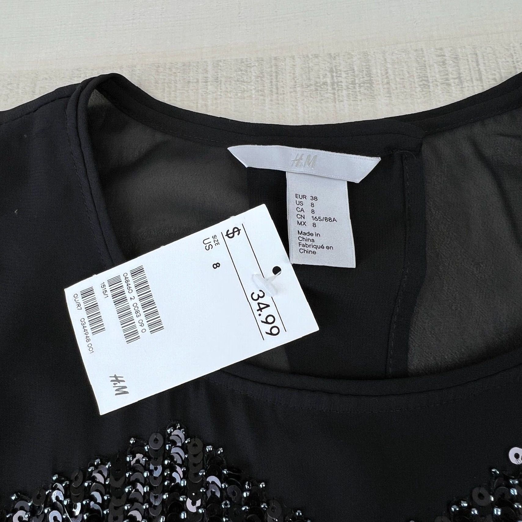 H&M H&M Womens Black Sequin Sleeveless Blouse Top 8 Regular Size M / US 6-8 / IT 42-44 - 3 Thumbnail