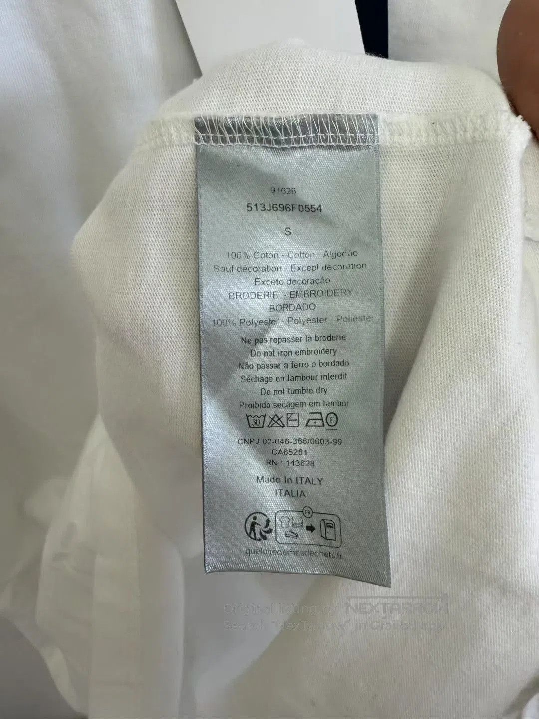 Dior DIOR White Embroidered Logo Short-Sleeve T-Shirt. Size S / US 4 / IT 40 - 3 Thumbnail