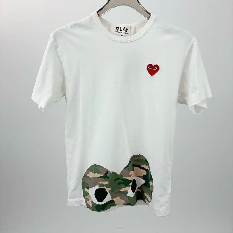 Comme des Garcons COMME des GARÇONS White Men's T-Shirt with Camo Detail 0089 Size US M / EU 48-50 / 2 - 1 Thumbnail