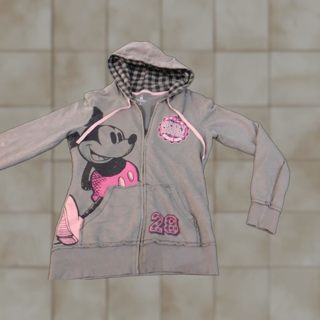 Disney VINTAGE Mickey Mouse Hoodie Womens M Gray Disney Full Zip Shirt Sweatshirt Logo 90s Mens Womens Boys Girls Size M / US 6-8 / IT 42-44 - 1 Thumbnail