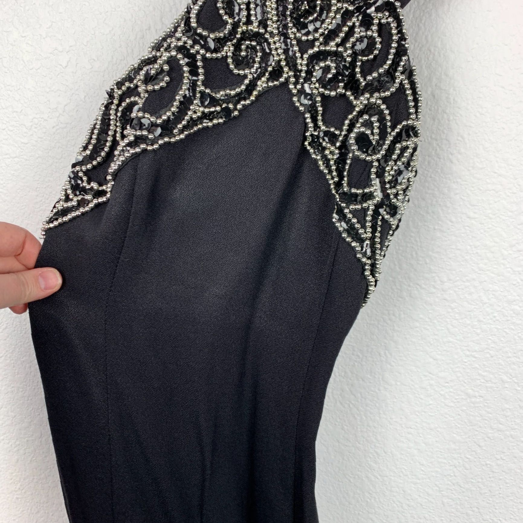 Vintage VINTAGE Blondie and Me 90s Black Bling Maxi Dress Prom 3/4 Sleeves (Juniors) Womens Size XS / US 0-2 / IT 36-38 - 4 Thumbnail