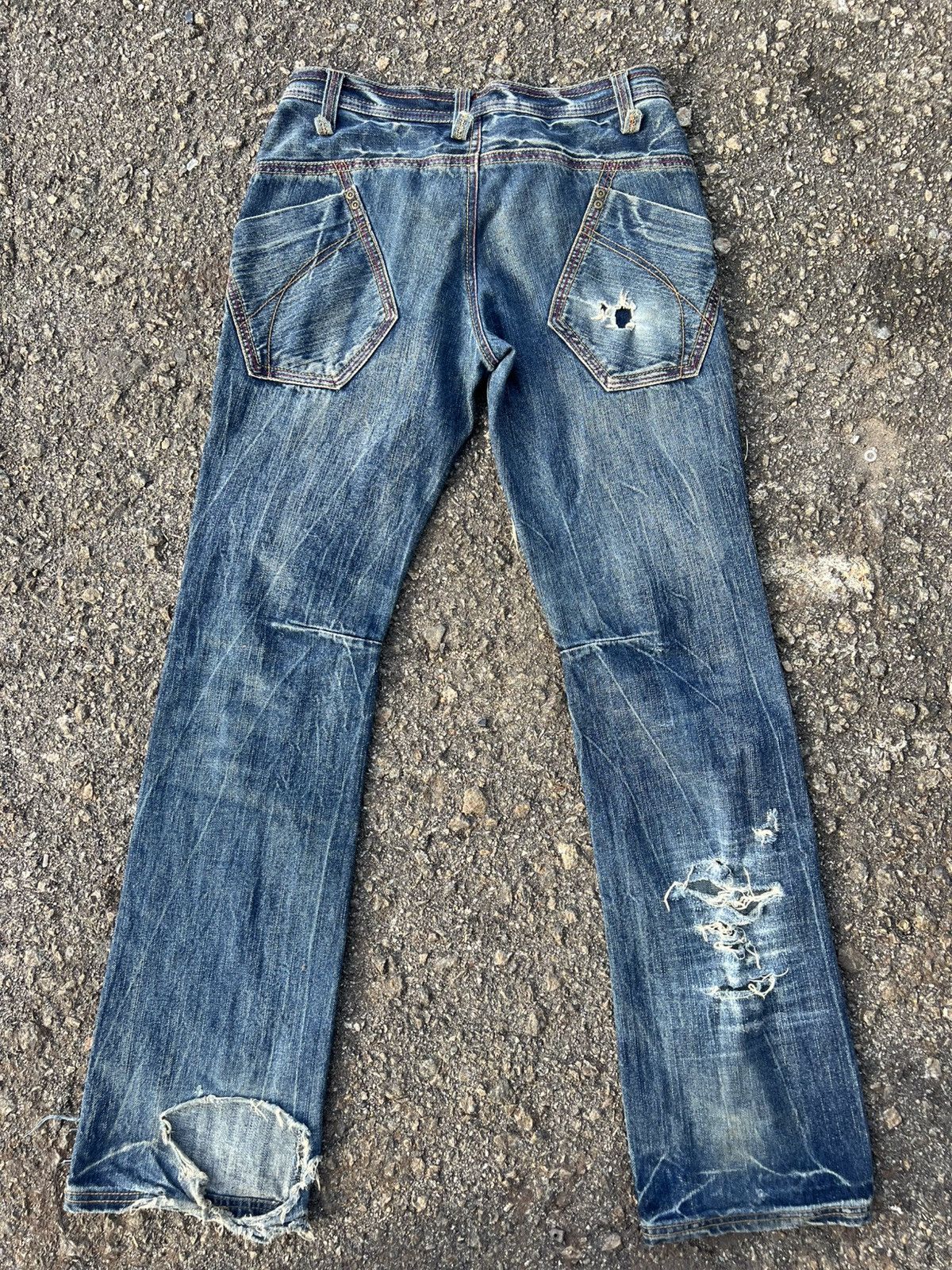 Japanese Brand Unknown Distressed Denim Size US 32 / EU 48 - 14 Thumbnail