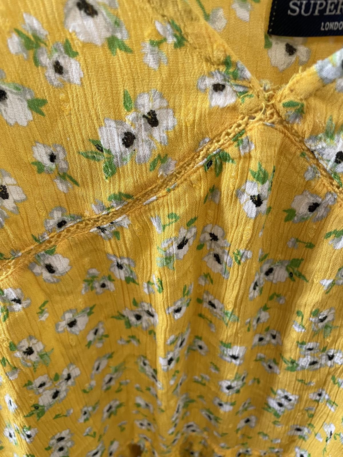 Superdry Superdry Yellow Floral Spaghetti Strap Tank Top Size L / US 10 / IT 46 - 3 Thumbnail