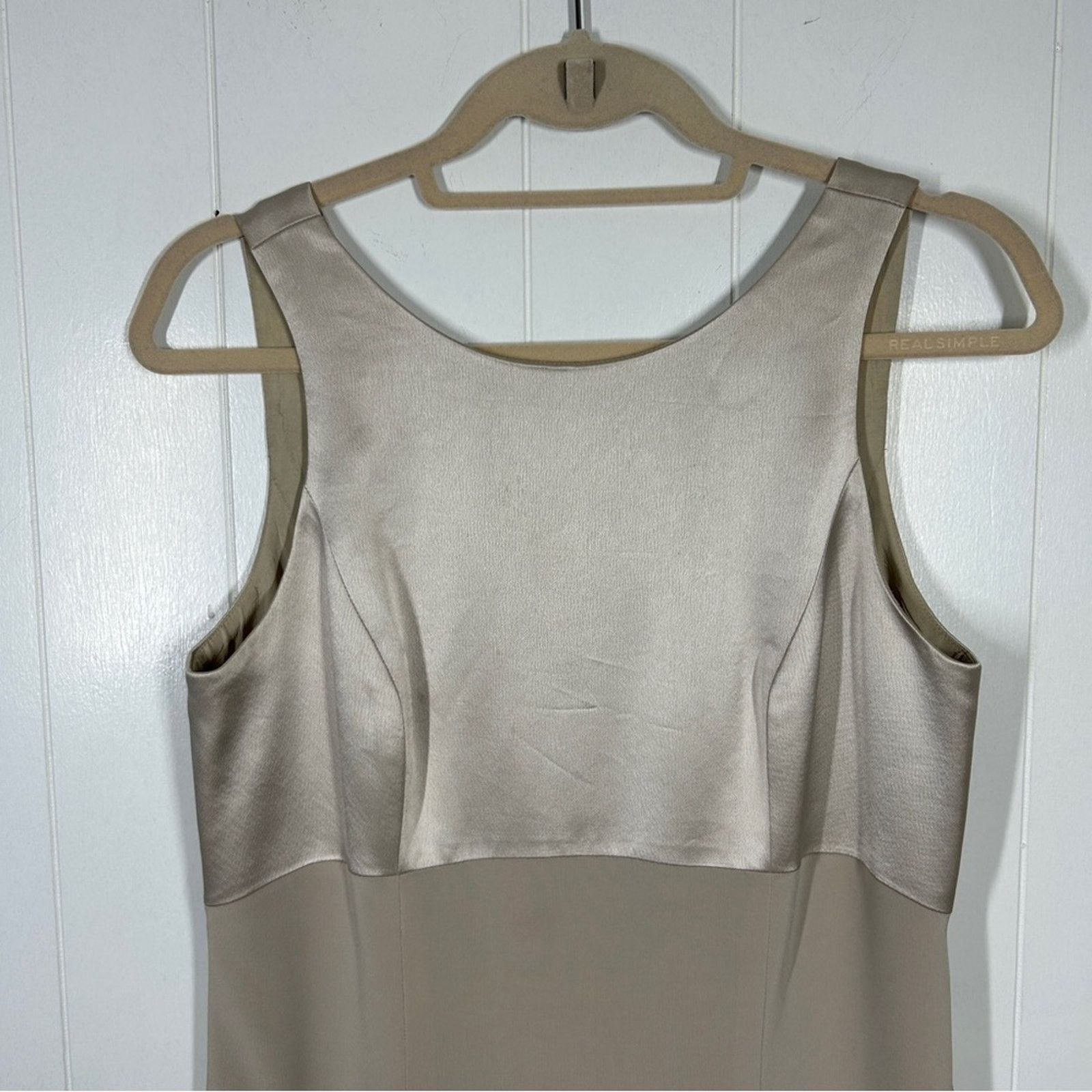 VTG Black Tie Oleg Cassini Champagne Sleeveless Dress 10