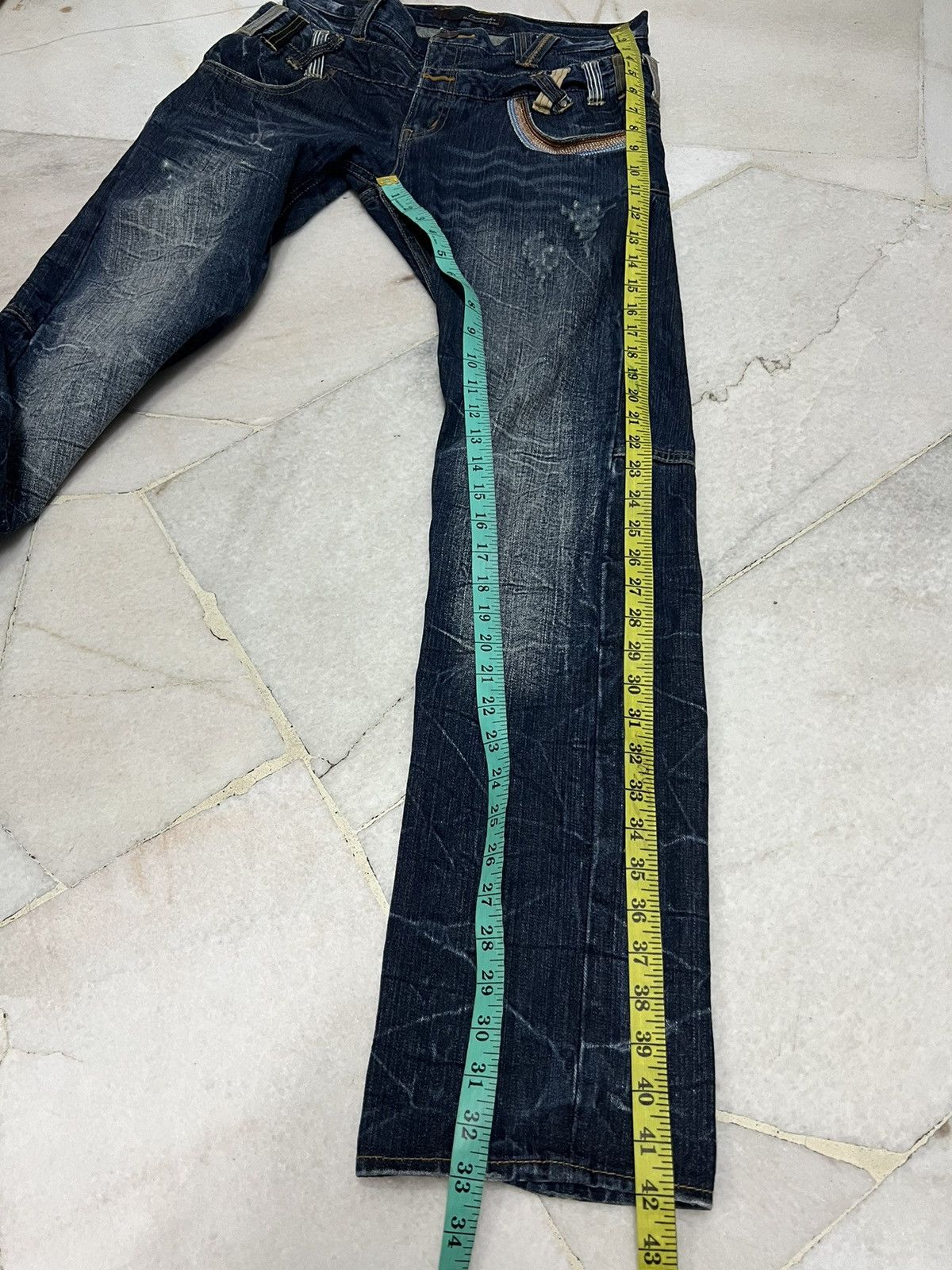 If Six Was Nine × Japanese Brand 🌈DOUBLE WAIST🌈VINTAGE DOMINATE HANDCRAFTED WASHED JEANS Size US 31 - 14 Thumbnail
