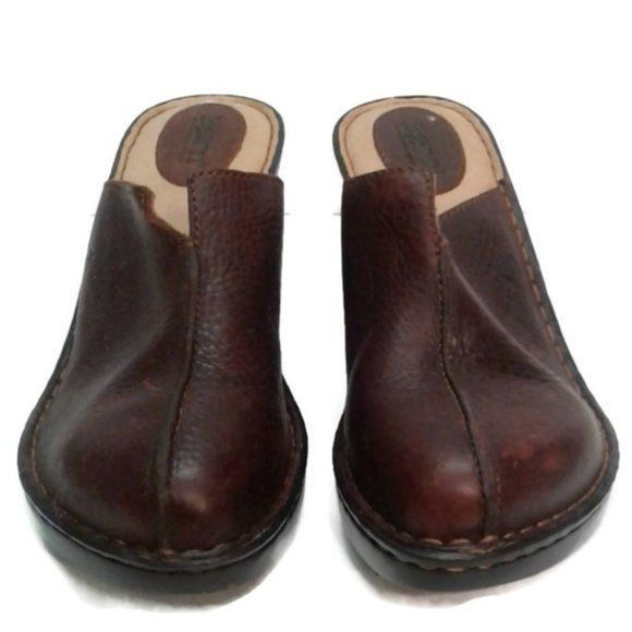 Born Born US 7 Clogs EU 40.5 Slip On Mules W8173 shoes Brown Leat Size US 7 / IT 37 - 2 Thumbnail