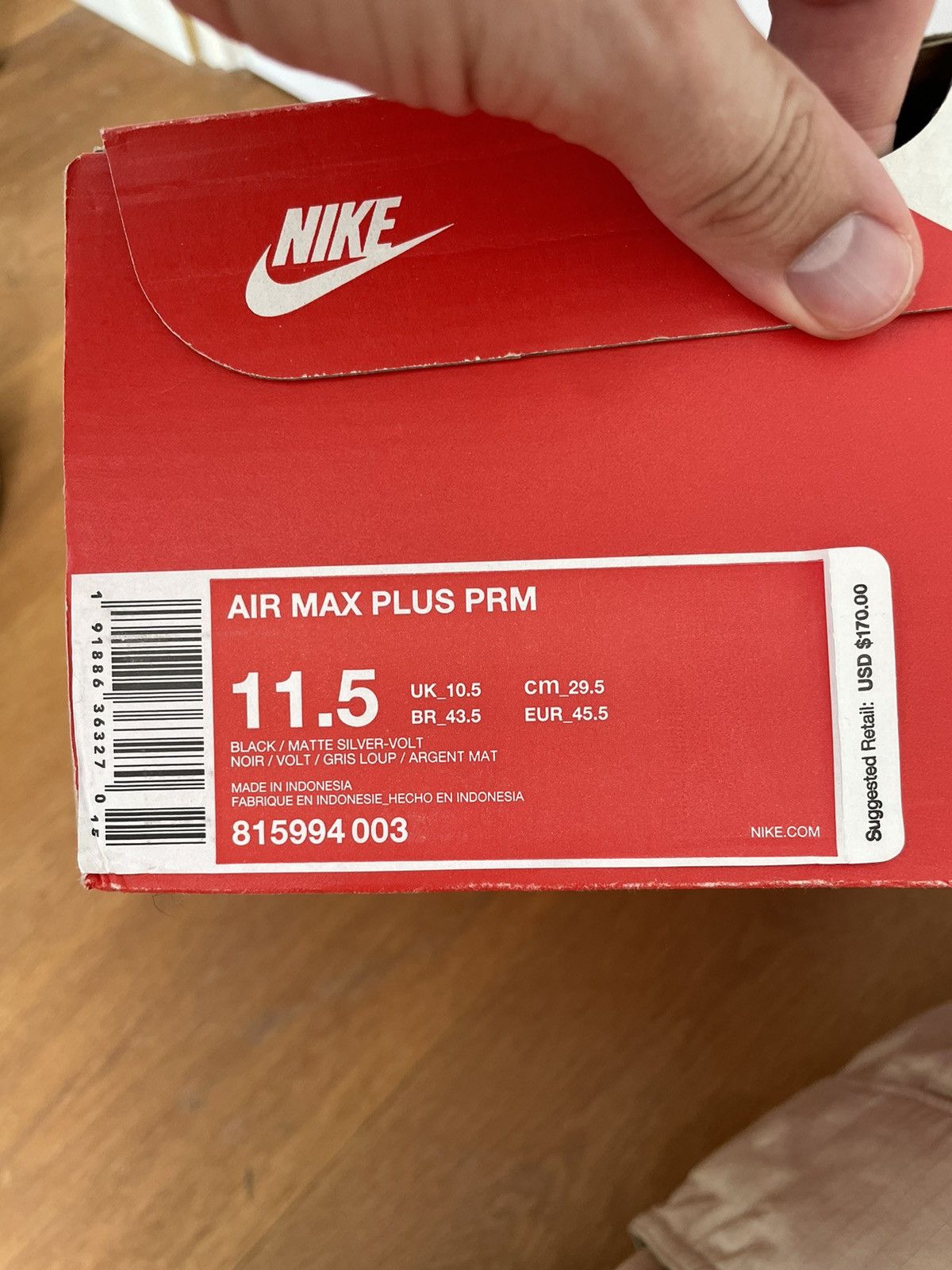 Nike Nike Air Max Plus PRM black/volt Size US 11.5 / EU 44-45 - 11 Thumbnail