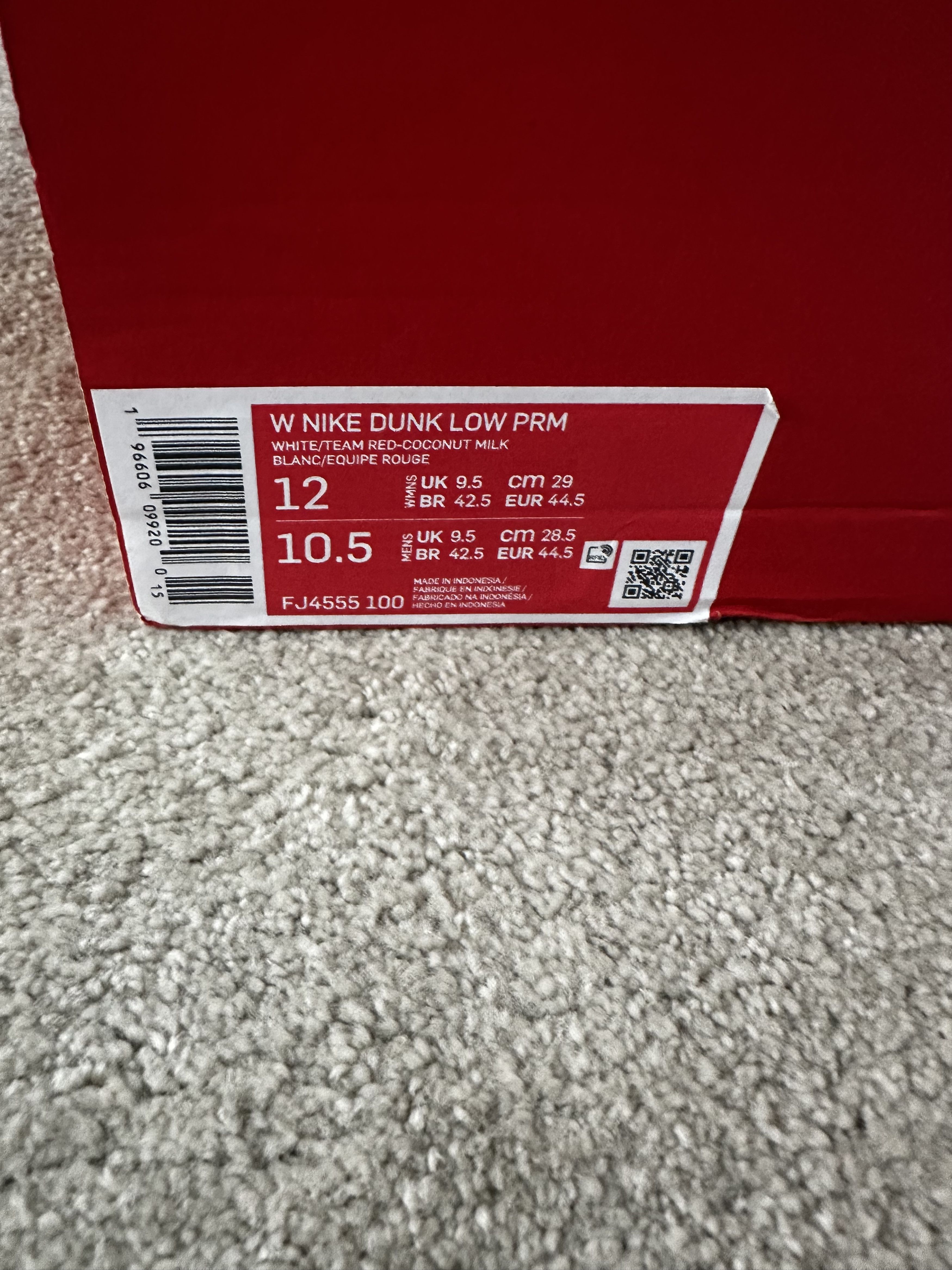 Nike Nike Dunk Low PRM Coconut Milk / Team Red (W) — US 10.5 Size US 10.5 / EU 43-44 - 9 Thumbnail