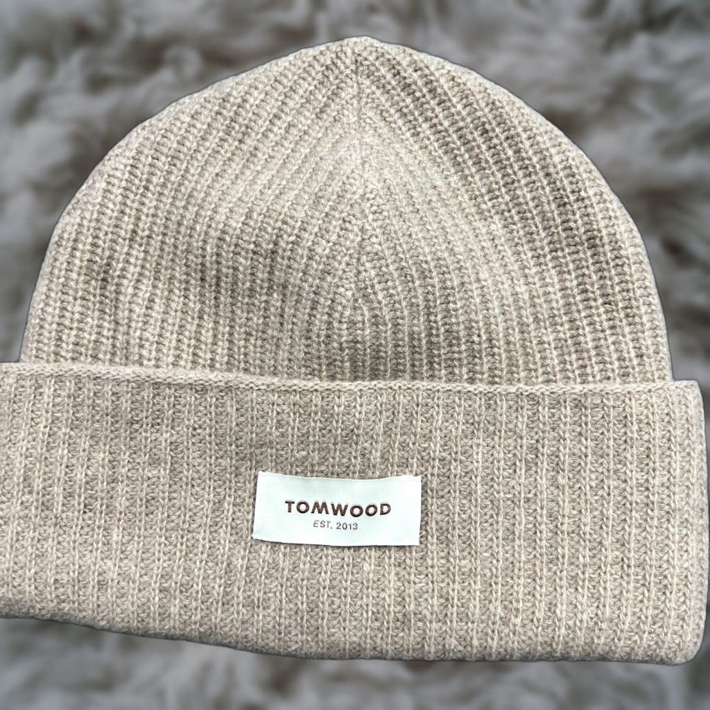Tom Wood Tom Wood Beanie Hat One Size 100% Wool Unisex Adults Beige Beanie Cuffed Ribbon Norway Vintage No Size ONE SIZE - 1 Thumbnail
