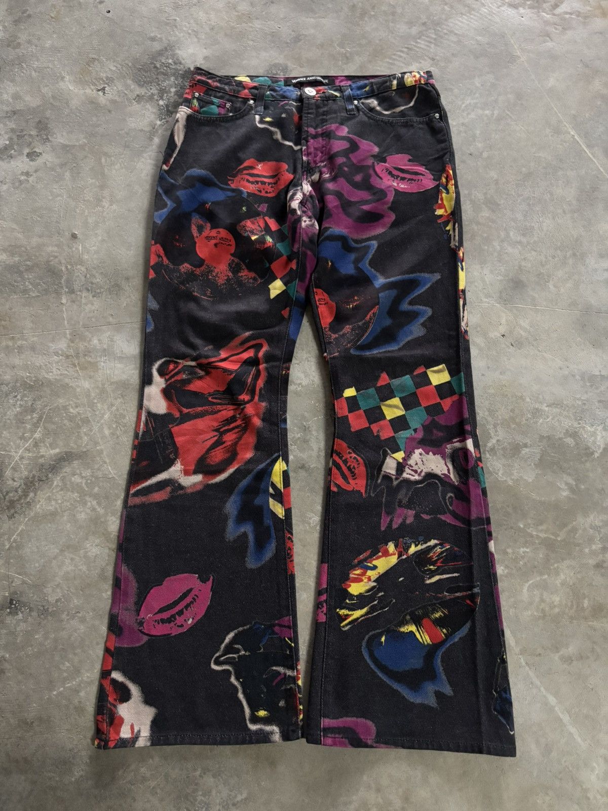Versace VERSACE JEANS COUTURE bootcut flare jeans crazy overprint Size US 30 / EU 46 - 1 Thumbnail