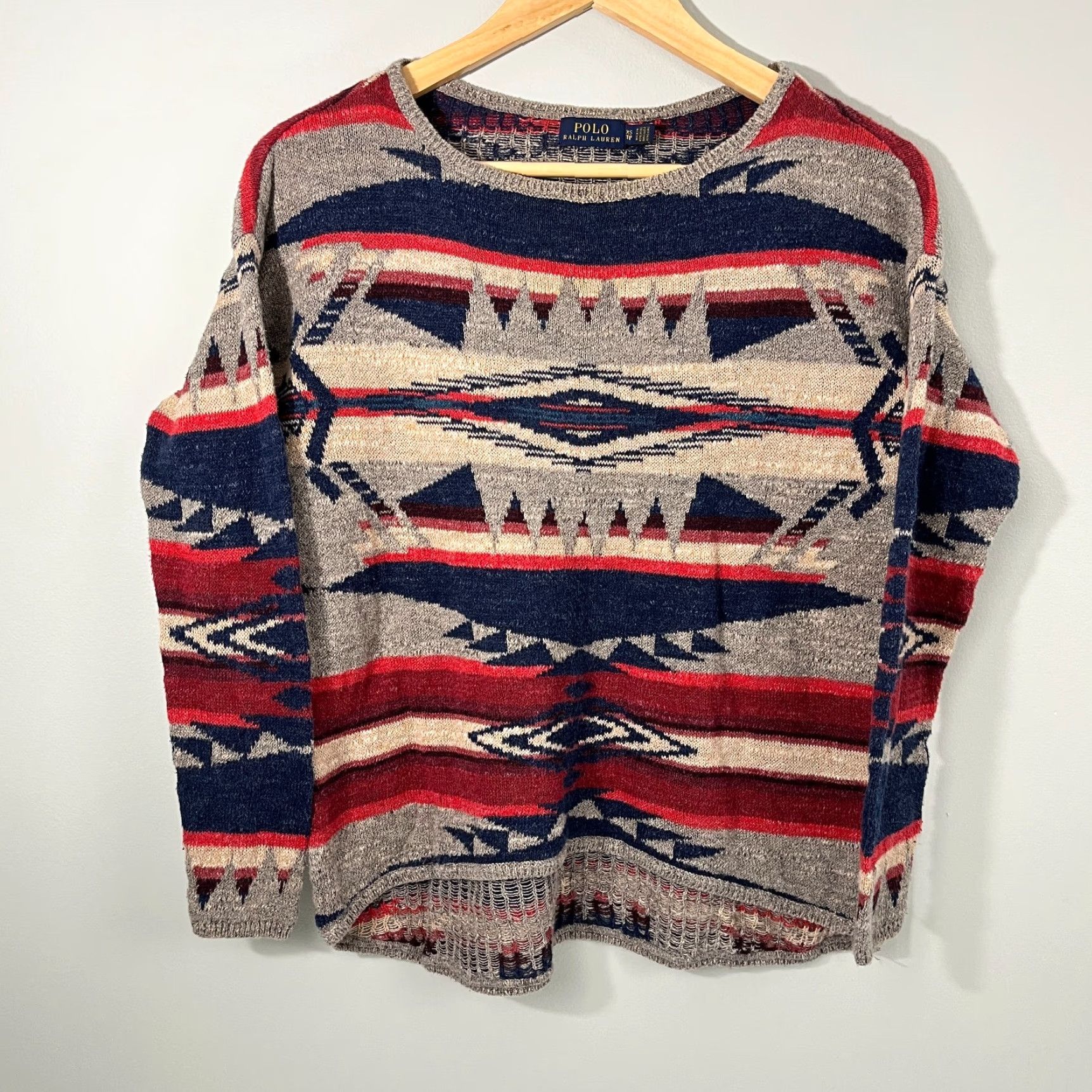 Polo Ralph Lauren Polo Ralph Lauren Sweater Womens XS Oversized Southwestern Aztec Knit Blouse Top Size XS / US 0-2 / IT 36-38 - 2 Thumbnail