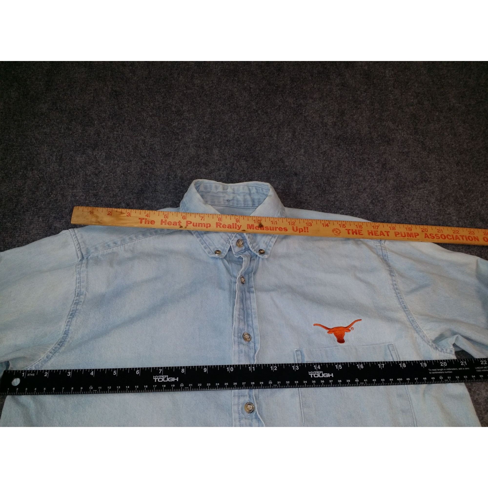 NCAA Texas Longhorns Button Up Shirt Men Sz S Blue Denim Orange A Size US S / EU 44-46 / 1 - 4 Thumbnail