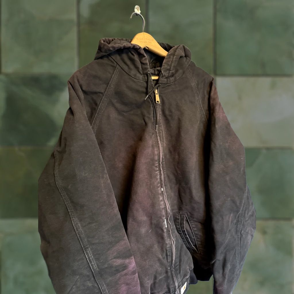 Carhartt VINTAGE Carhartt Hooded Jacket Black Cotton Zip 2XL Mens Flawed Size US XXL / EU 58 / 5 - 1 Thumbnail