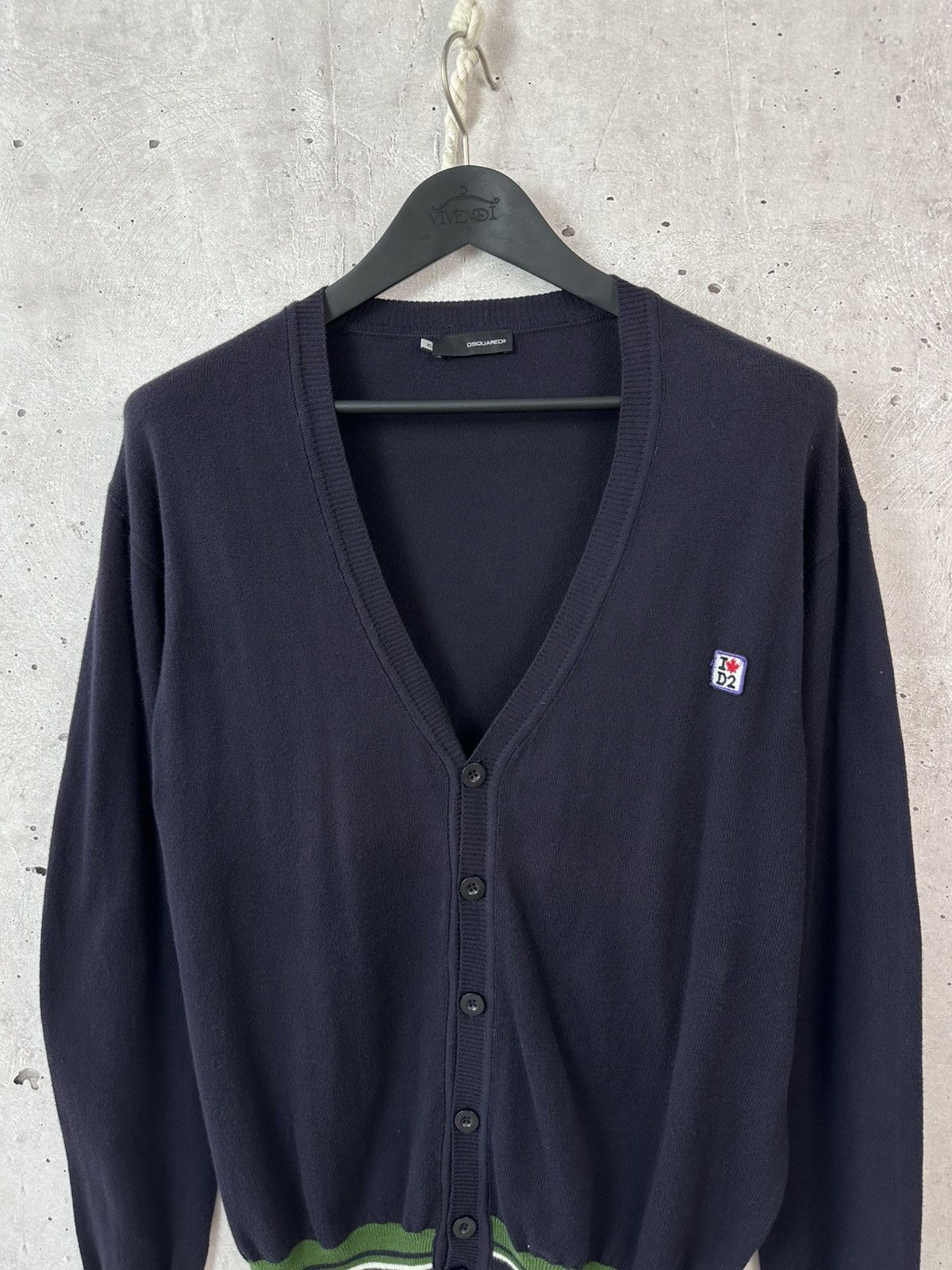 Dsquared2 D2 Dsquared2 Vintage Made in Italy Green Stripped Cardigan Size US XL / EU 56 / 4 - 2 Thumbnail
