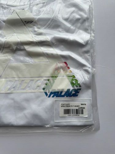 image of Palace Spectrum P3 T-Shirt Tri-Ferg Logo White Tee, Men's (Size Large)