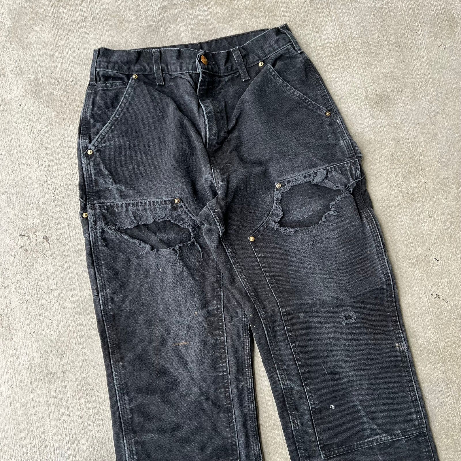 Carhartt × Vintage Carhartt faded black double knee work wear carpenter pants Size US 28 / EU 44 - 2 Thumbnail