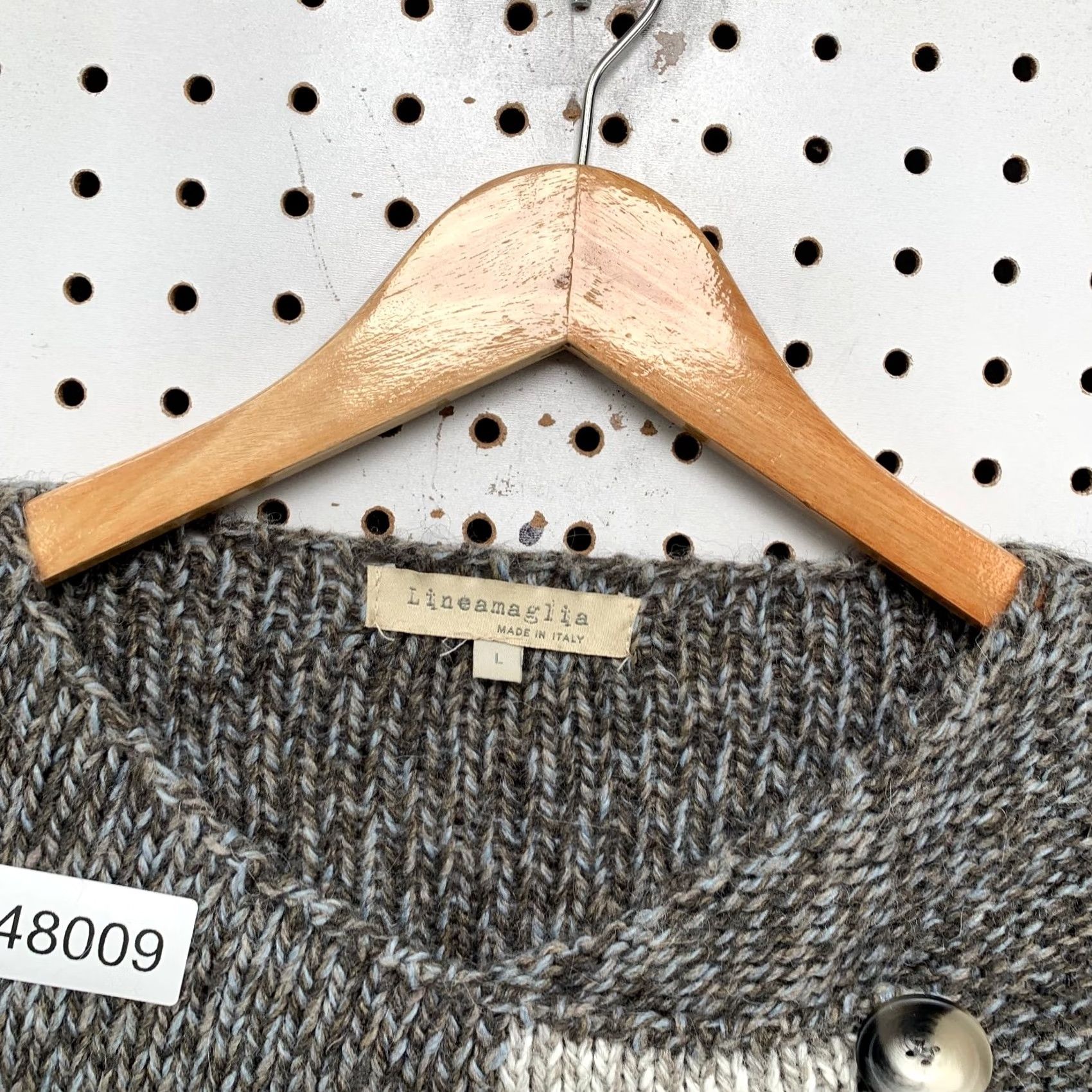 Vintage Lineamaglia Wool Alpaca Cardigan Sweater Womens Large Gray Knit Open Front ITALY Size L / US 10 / IT 46 - 3 Thumbnail