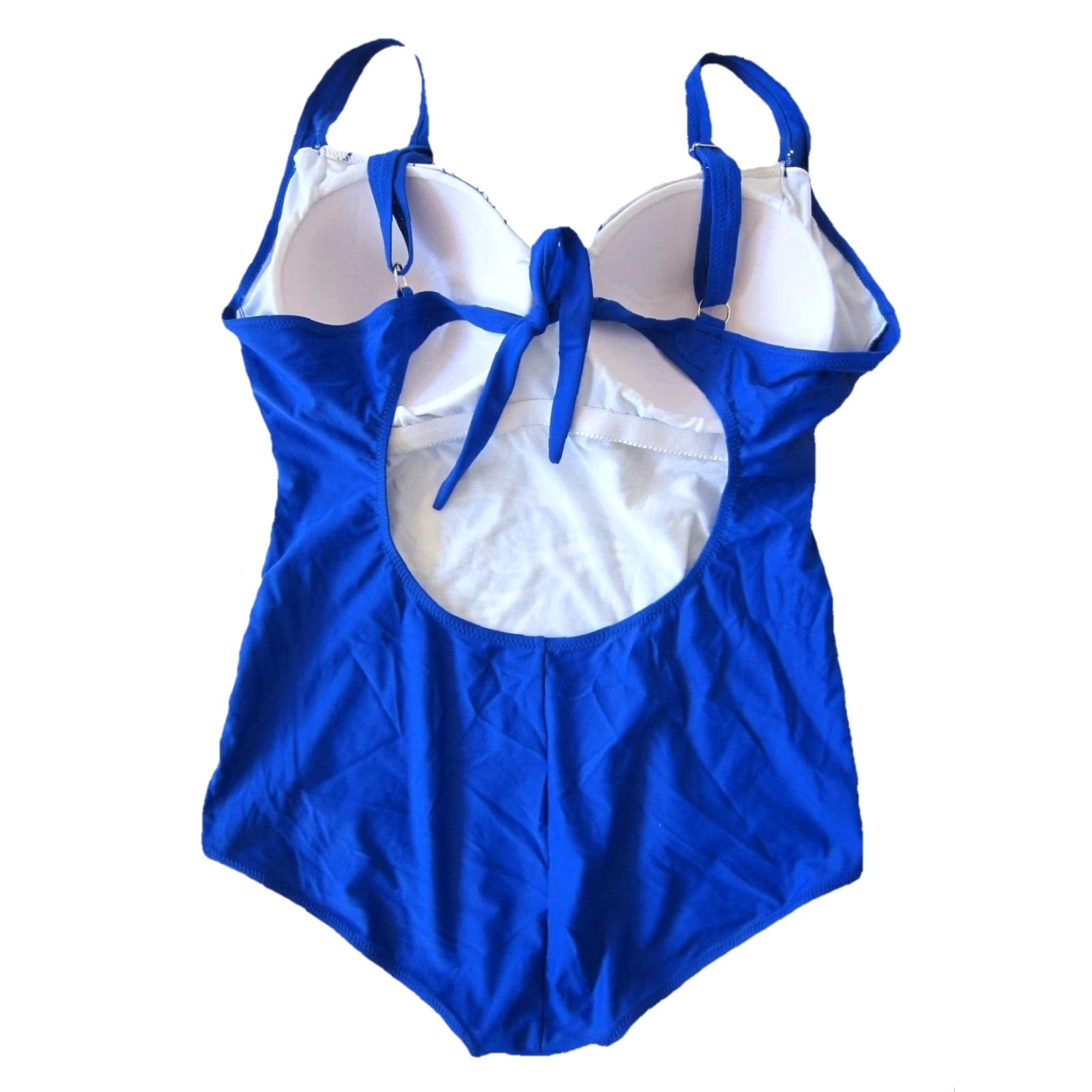 Vintage VINTAGE Cocopear Blue White Floral Wave Polka Dot One Piece Swimsuit Women Size XL Size ONE SIZE - 2 Thumbnail