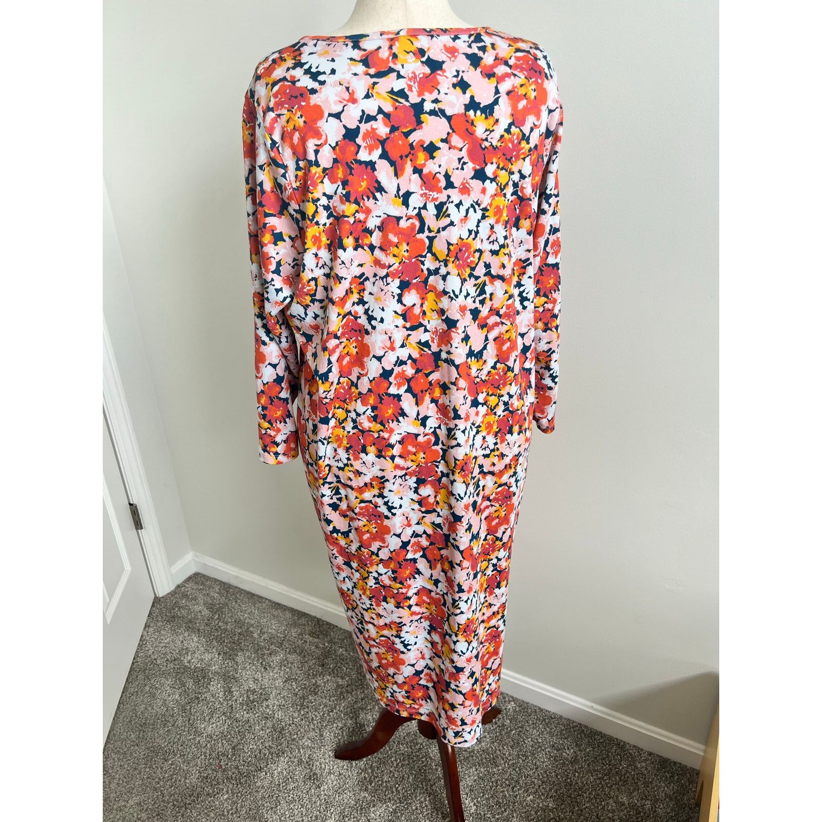 Lands' End Lands' End 100% Cotton Floral Long Sleeve Midi Dress 2X Size 3XL / US 20-22 - 5 Thumbnail