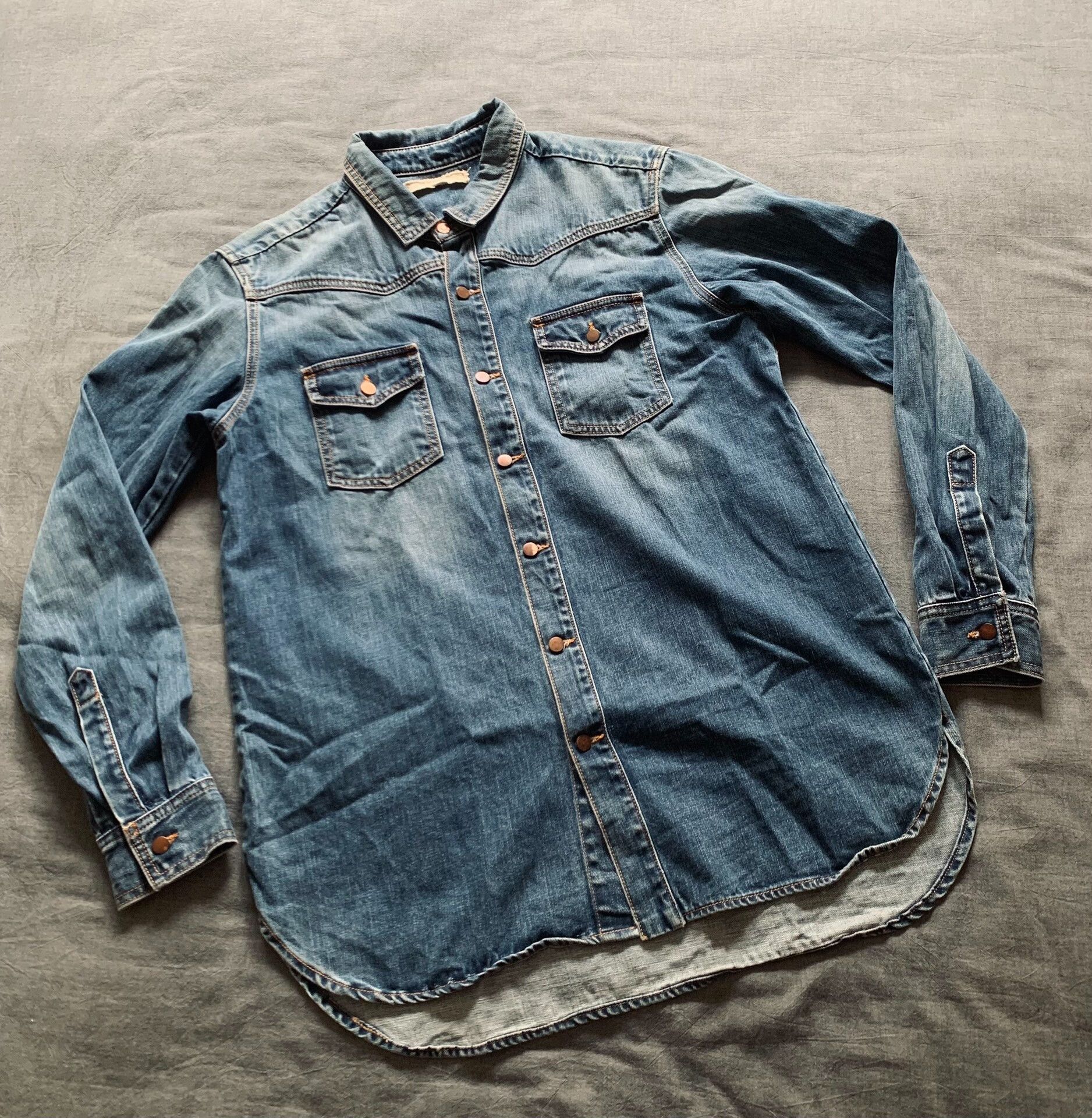 Off-White Off-White Curved Hem Washed Denim Jacket Size US L / EU 52-54 / 3 - 1 Thumbnail