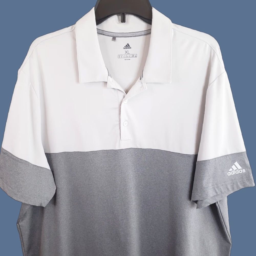 Adidas Adidas Shirt Men's XL White Gray Colorblock Polo Lightweight Golf Casual Shirt Size US XL / EU 56 / 4 - 1 Thumbnail