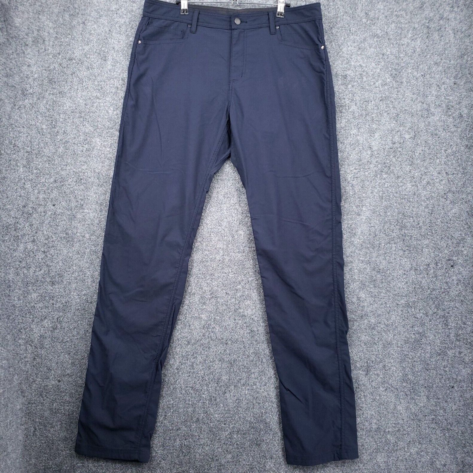 image of Vintage Western Rise Pants Mens 36X35 Navy Blue Evolution Slim Travel Chino Performance in White