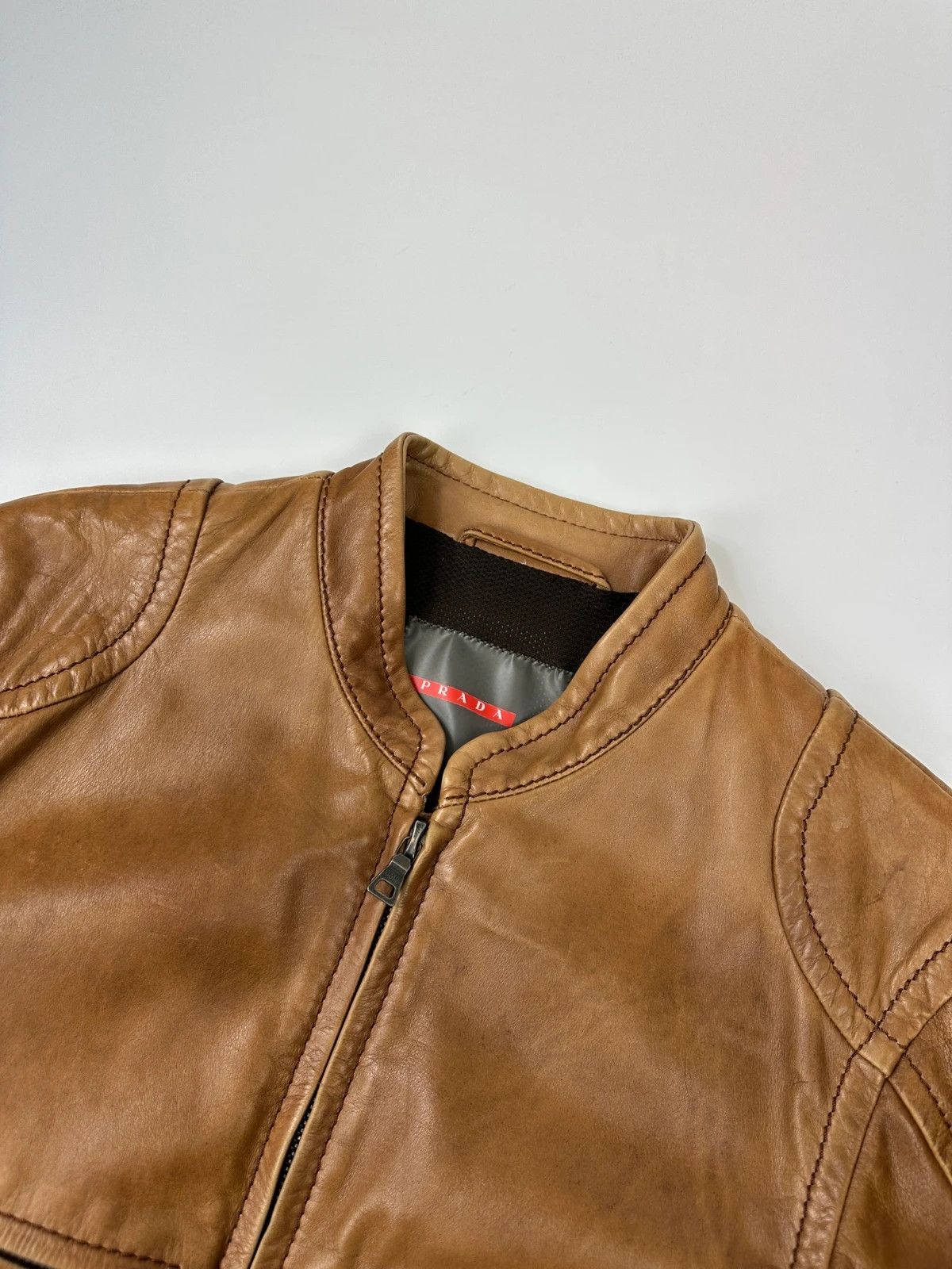 Prada Prada Sport 00’s Sample Brown Leather Jacket CowBoy Size US M / EU 48-50 / 2 - 2 Thumbnail