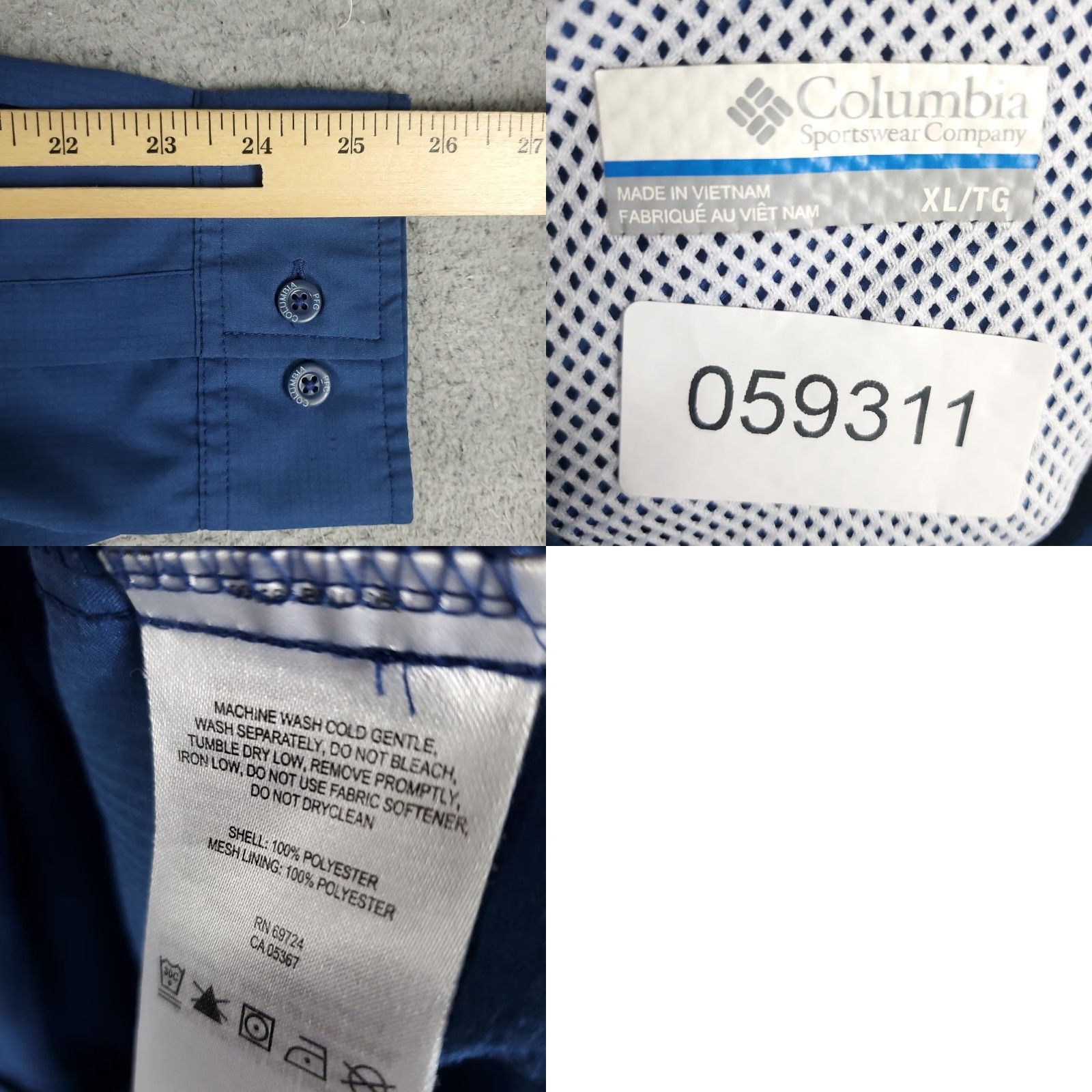 Vintage Columbia Shirt Mens XL Blue Button-Up Long Sleeve Vented Col f/ Polyester Size US XL / EU 56 / 4 - 8 Thumbnail