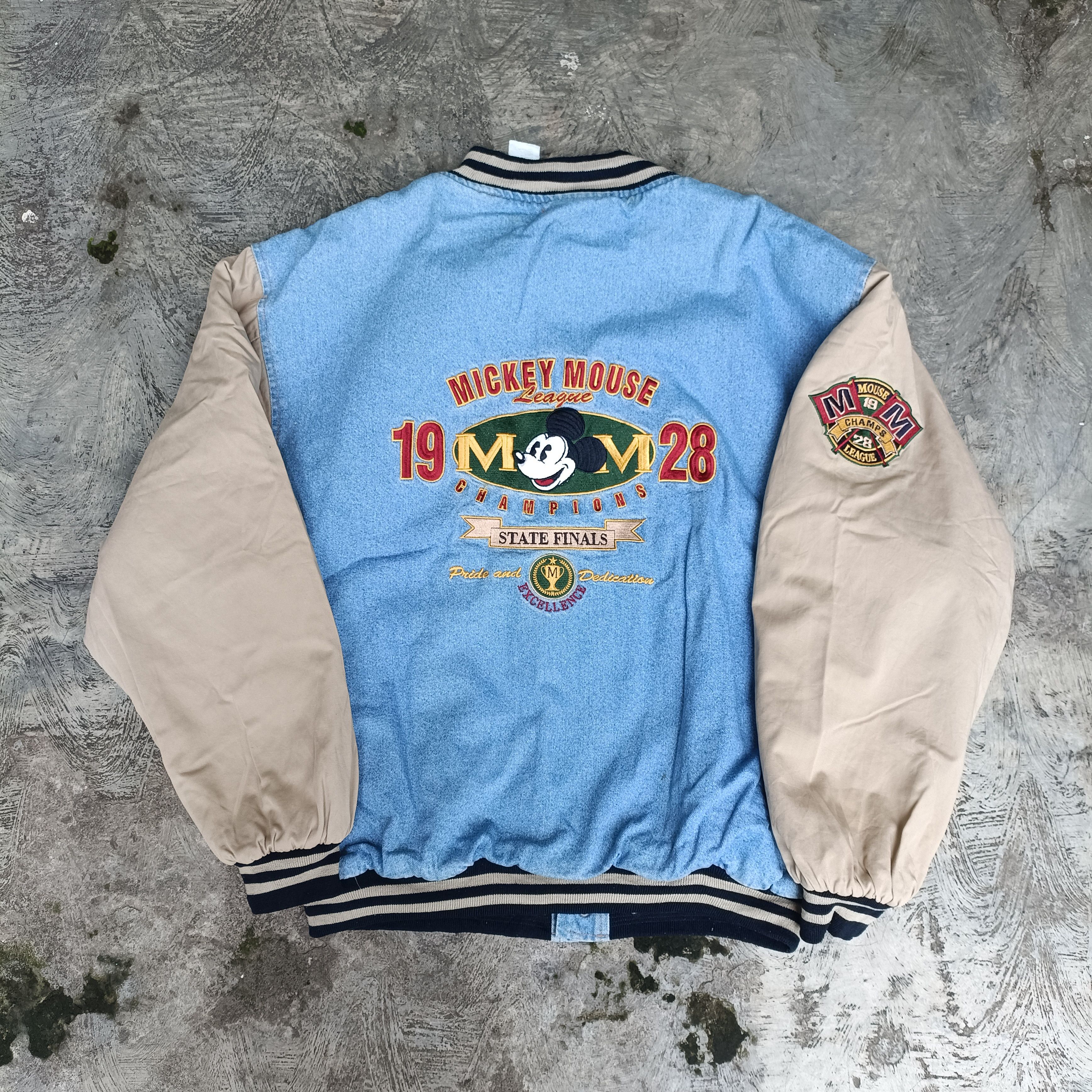 Vintage 90s shops Disney Mickey Mouse Varsity Jean Jacket