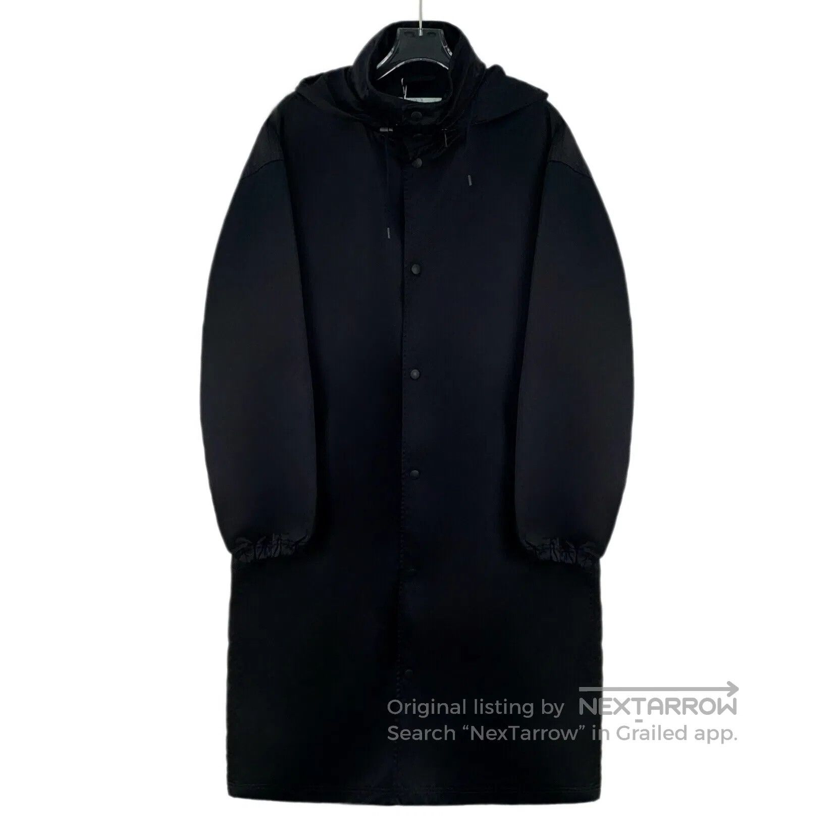 Balenciaga Balenciaga Black Logo Lettering Embroidered Hooded Drawstr Size XXS / US 00 / IT 34 - 1 Thumbnail