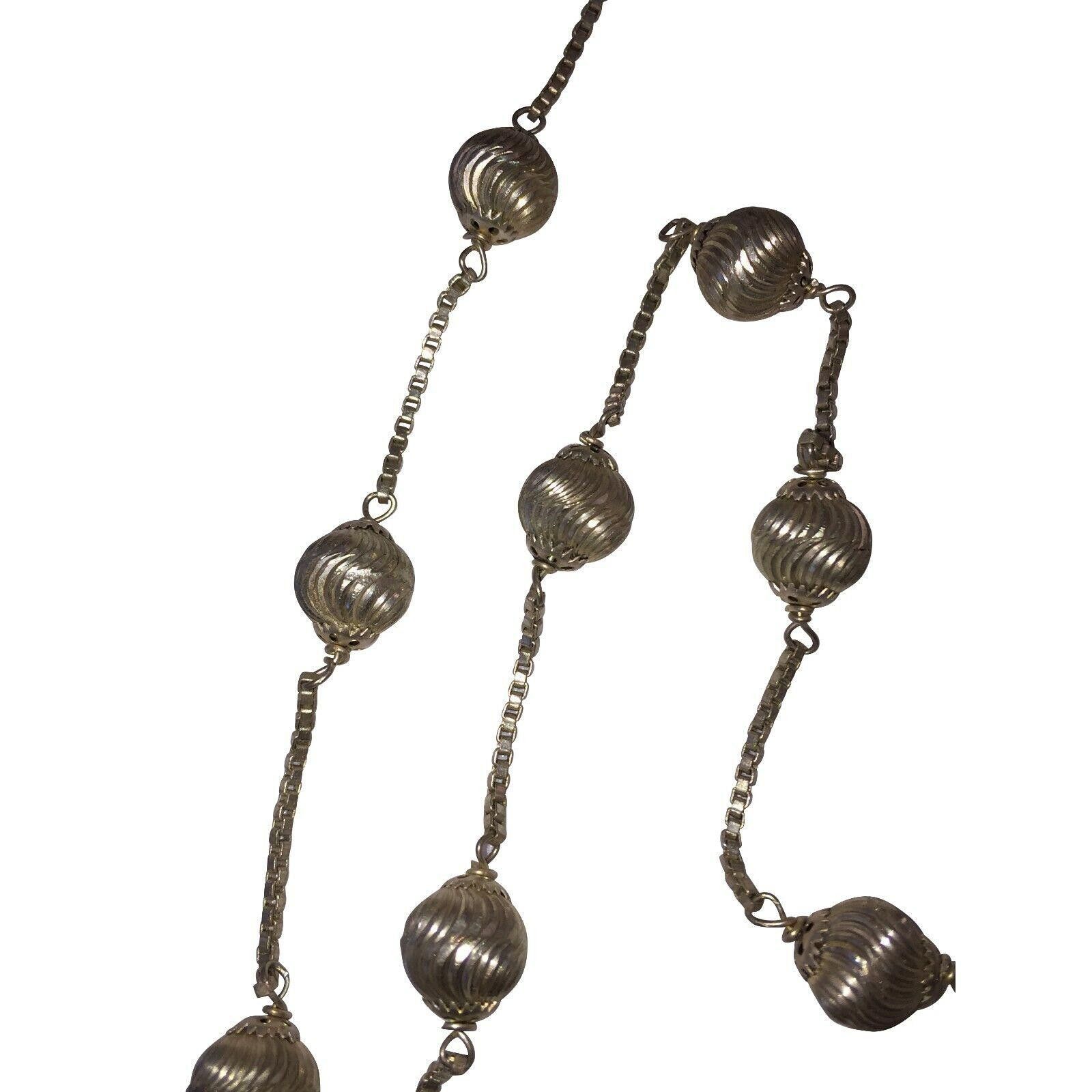 Designer Sri Lanken Silver Plated Wedding Engraved Ball Necklace Size ONE SIZE - 3 Thumbnail