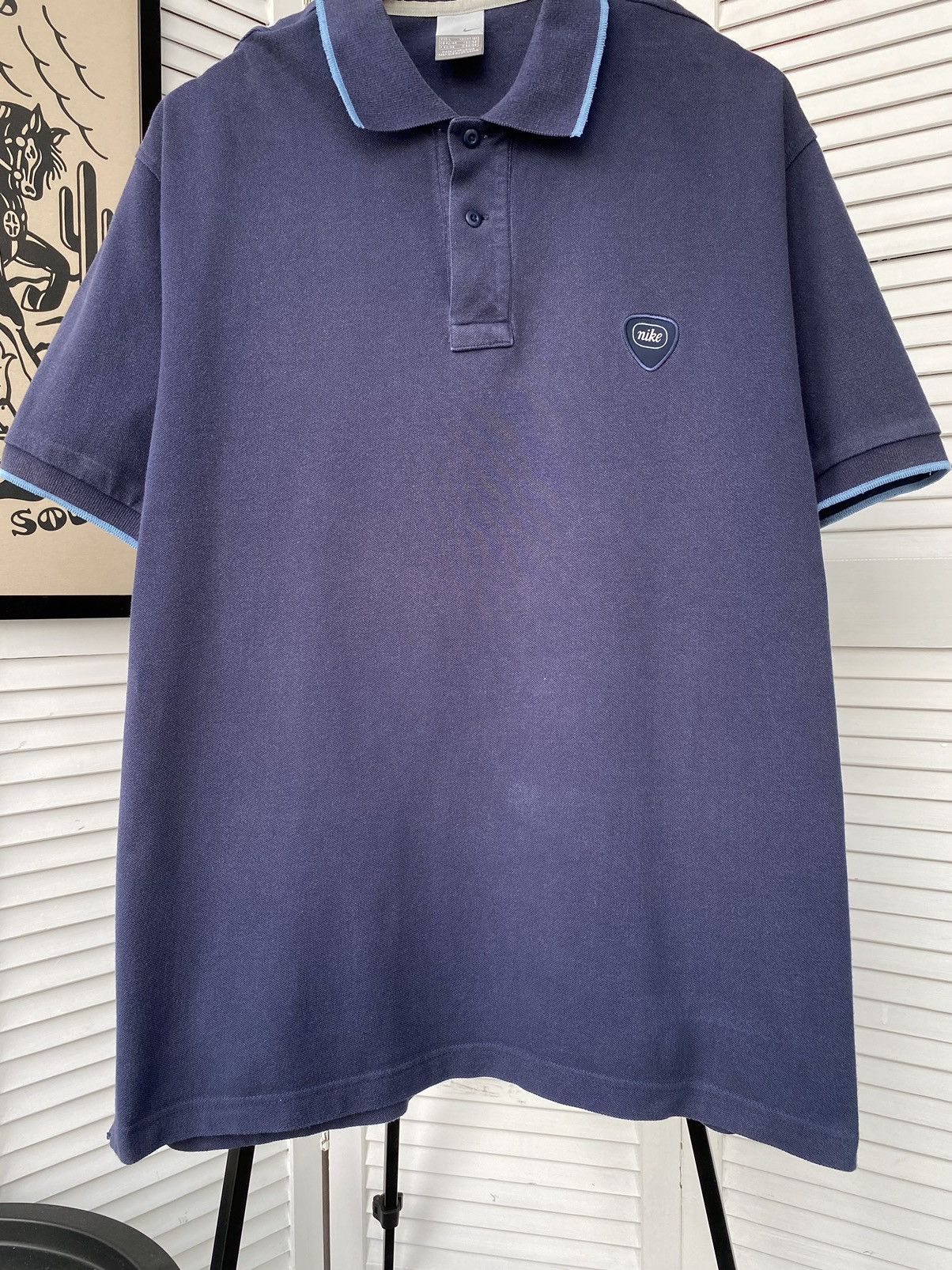 Nike × Vintage Nike Vintage Retro Polos Tee Shirt Navy Size US L / EU 52-54 / 3 - 6 Thumbnail