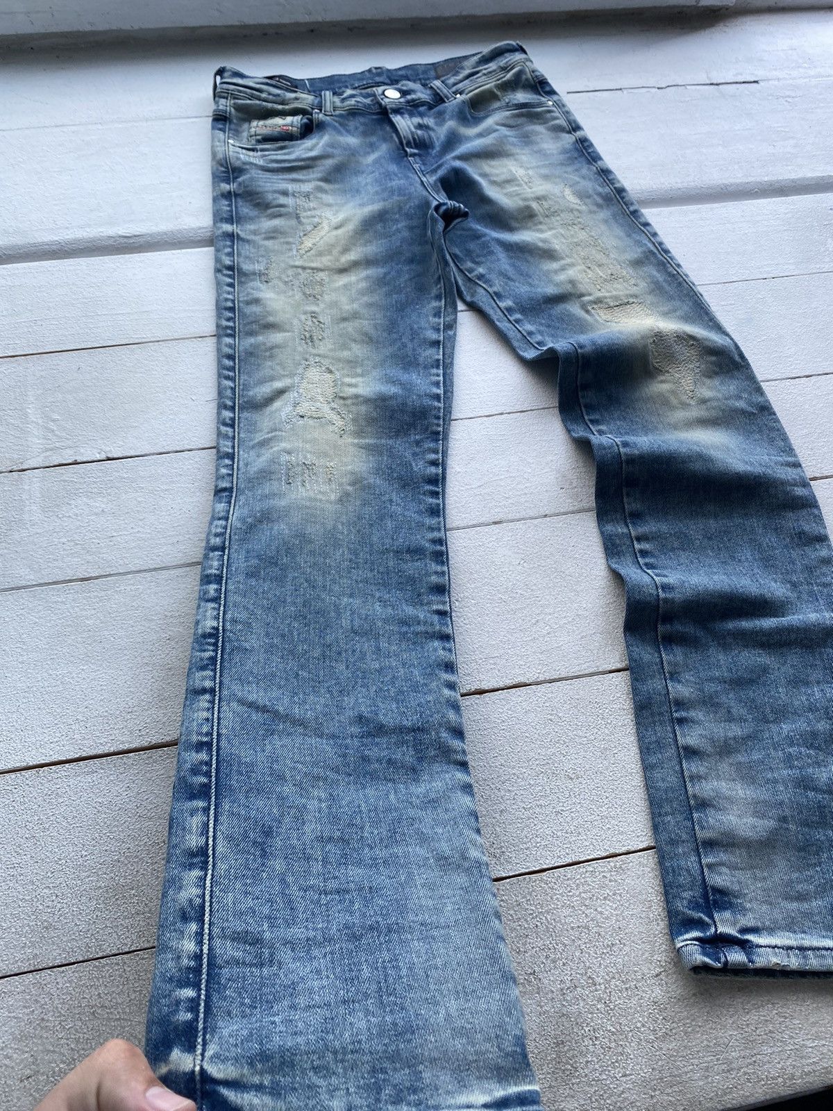 Diesel 🔗Opium Punk Diesel Distressed Washed Slim Straight Jeans Size 28" / US 6 / IT 42 - 3 Thumbnail